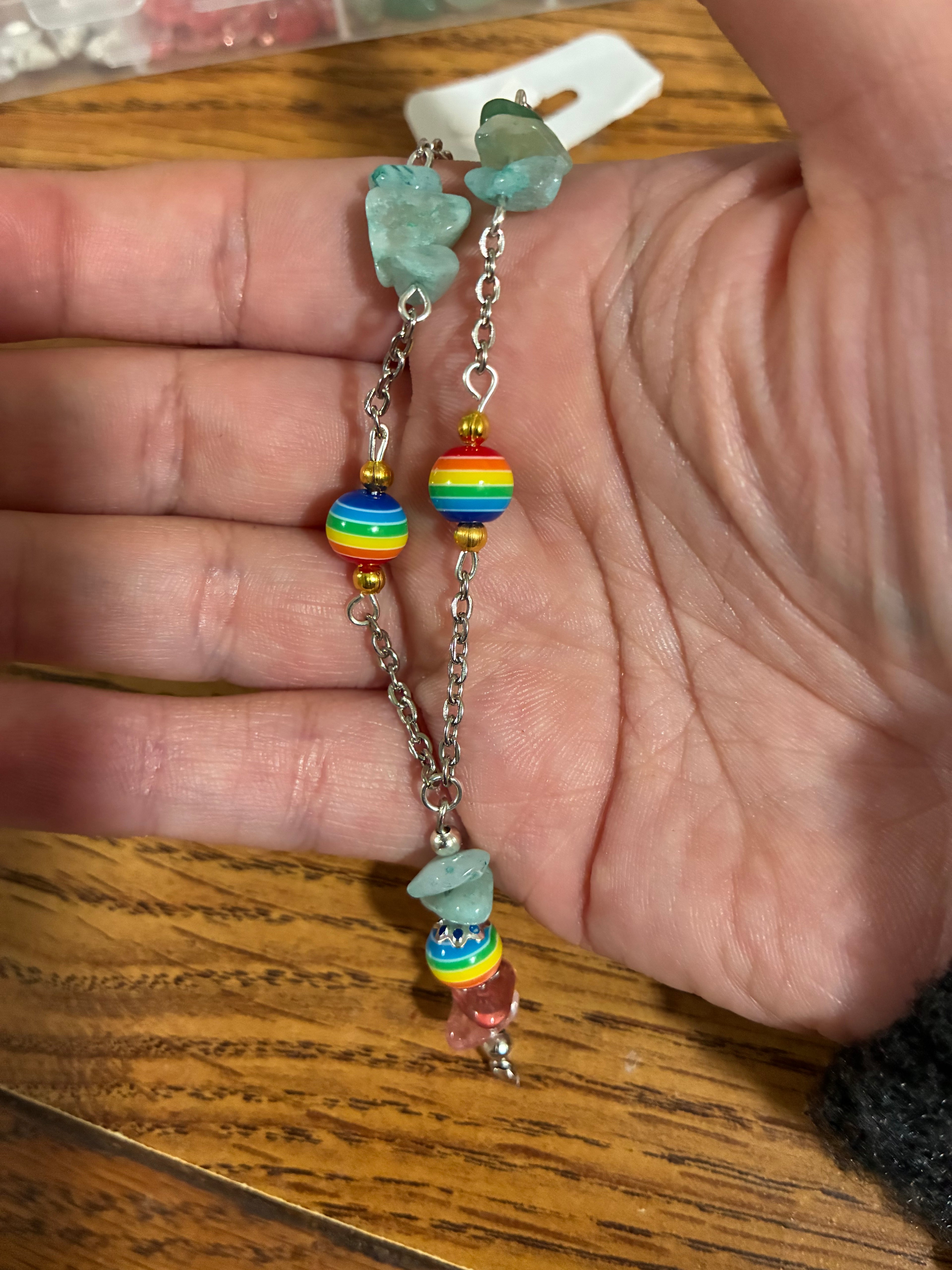 Rainbow pride gemstone necklace