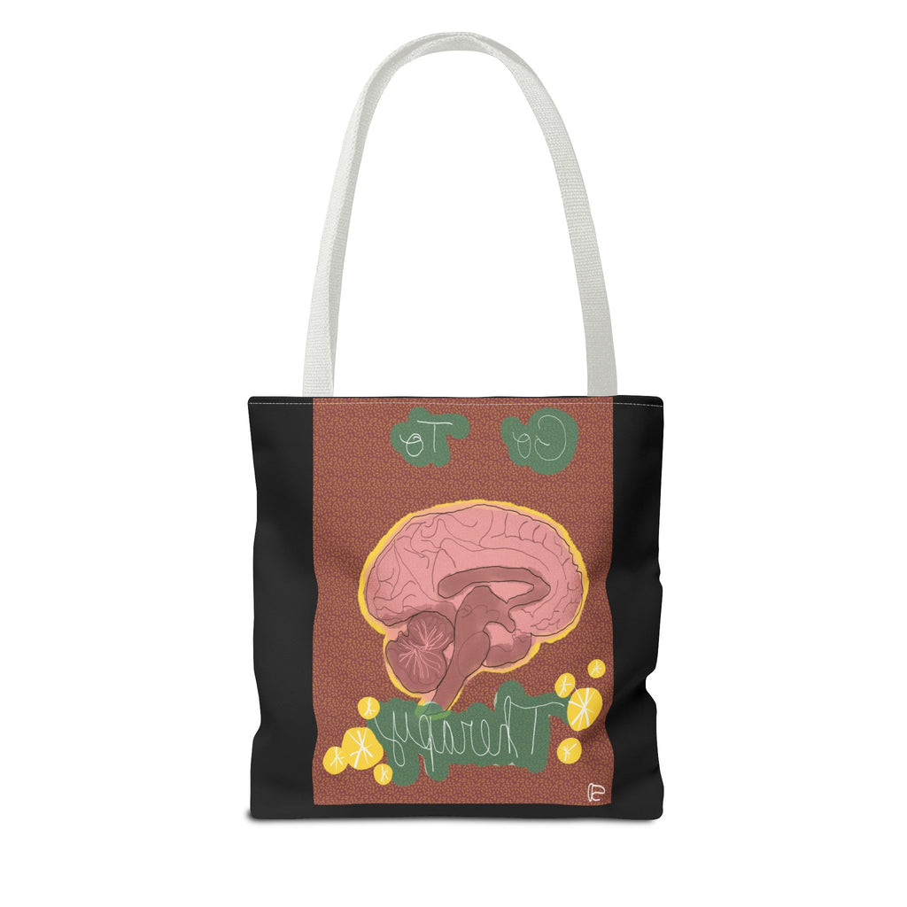 Brain Therapy Tote Bag — 'Go To Therapy' Mental Health Awareness Tote