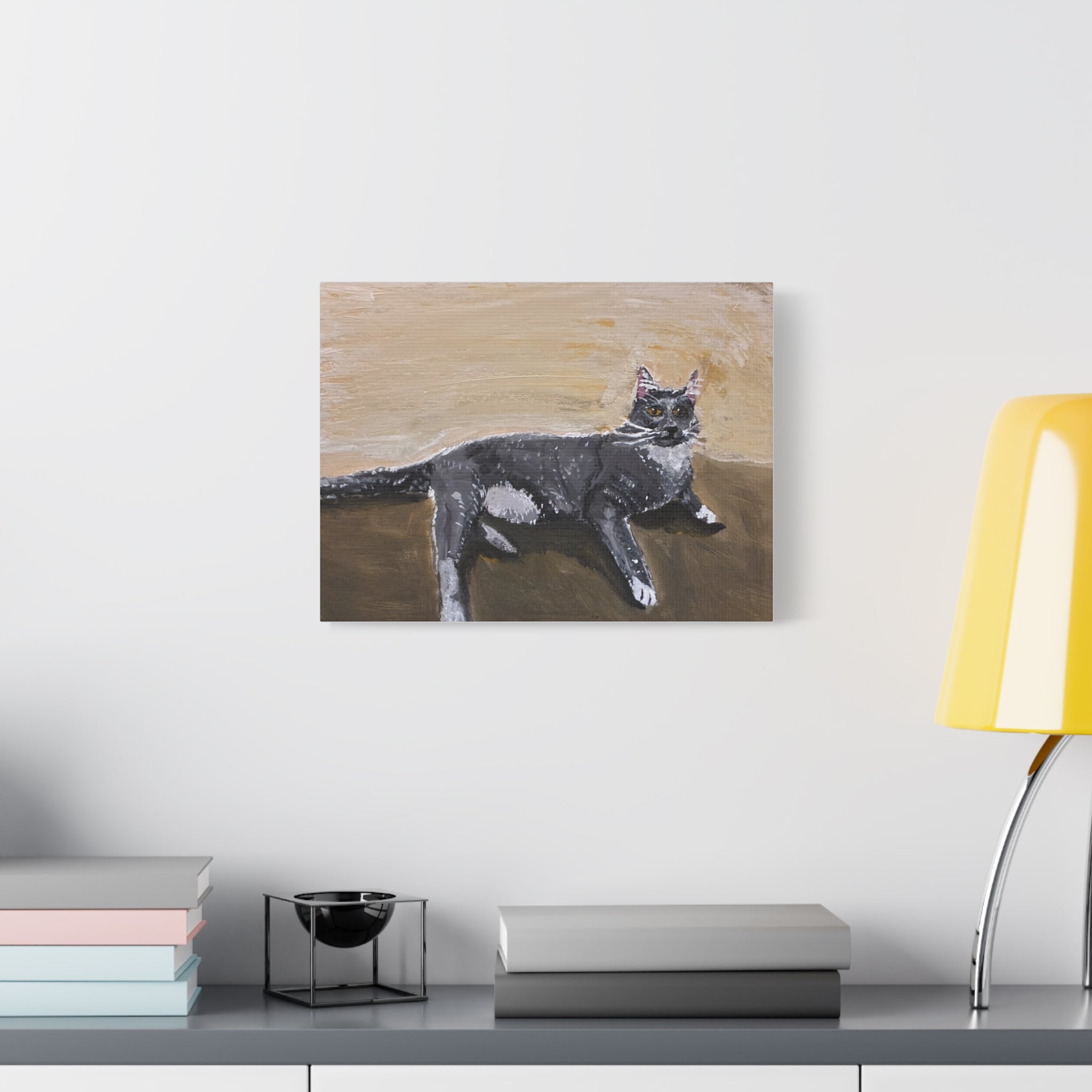 Grey Cat Painting Canvas Print — Matte Stretched Wall Art