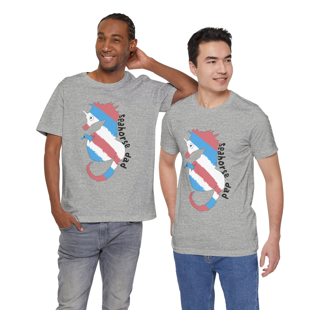 Seahorse Dad T‑Shirt —trans pride Seahorse Father's Day Tee