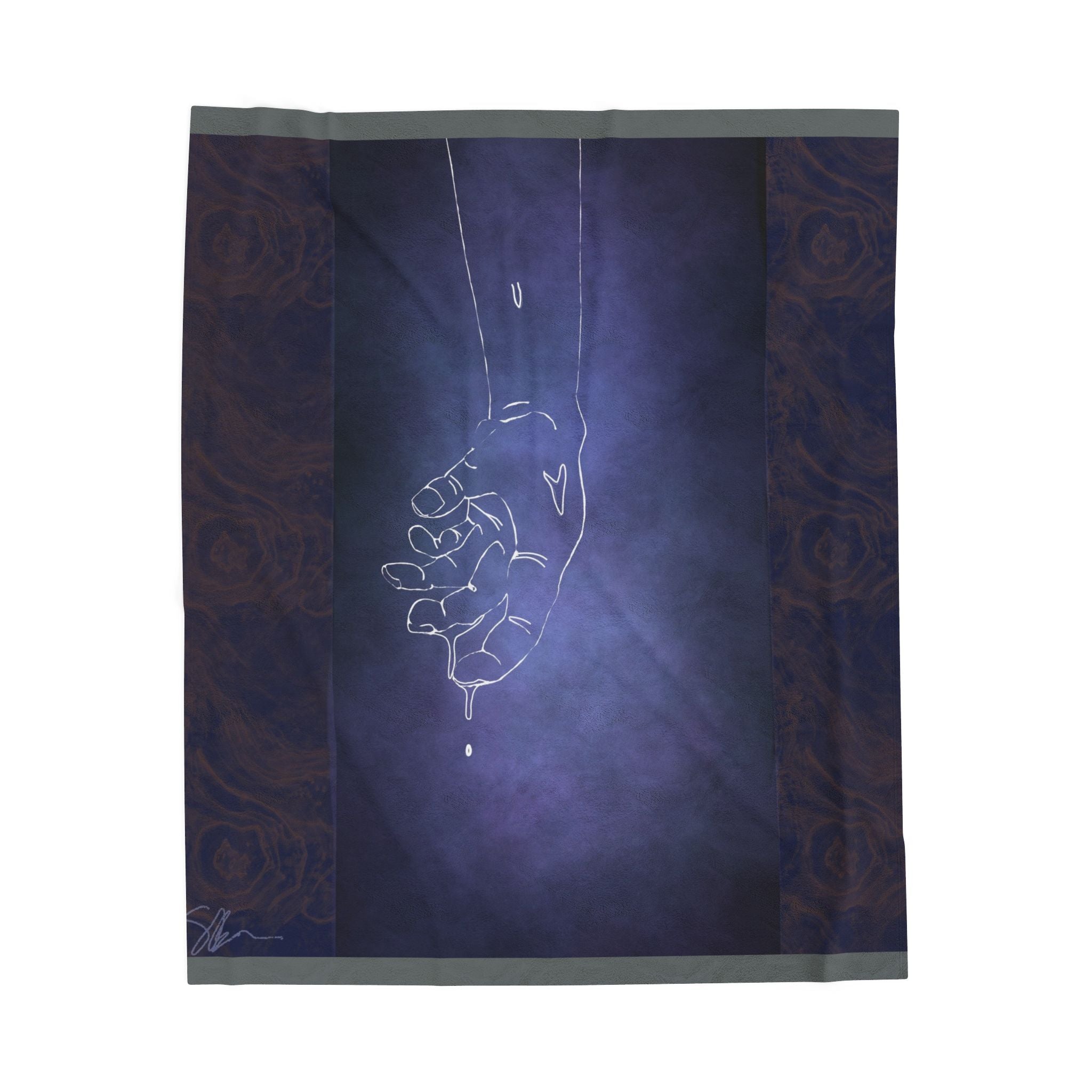 Celestial Hold Plush Blanket — Ethereal Hand Illustration, Cozy Velveteen Throw