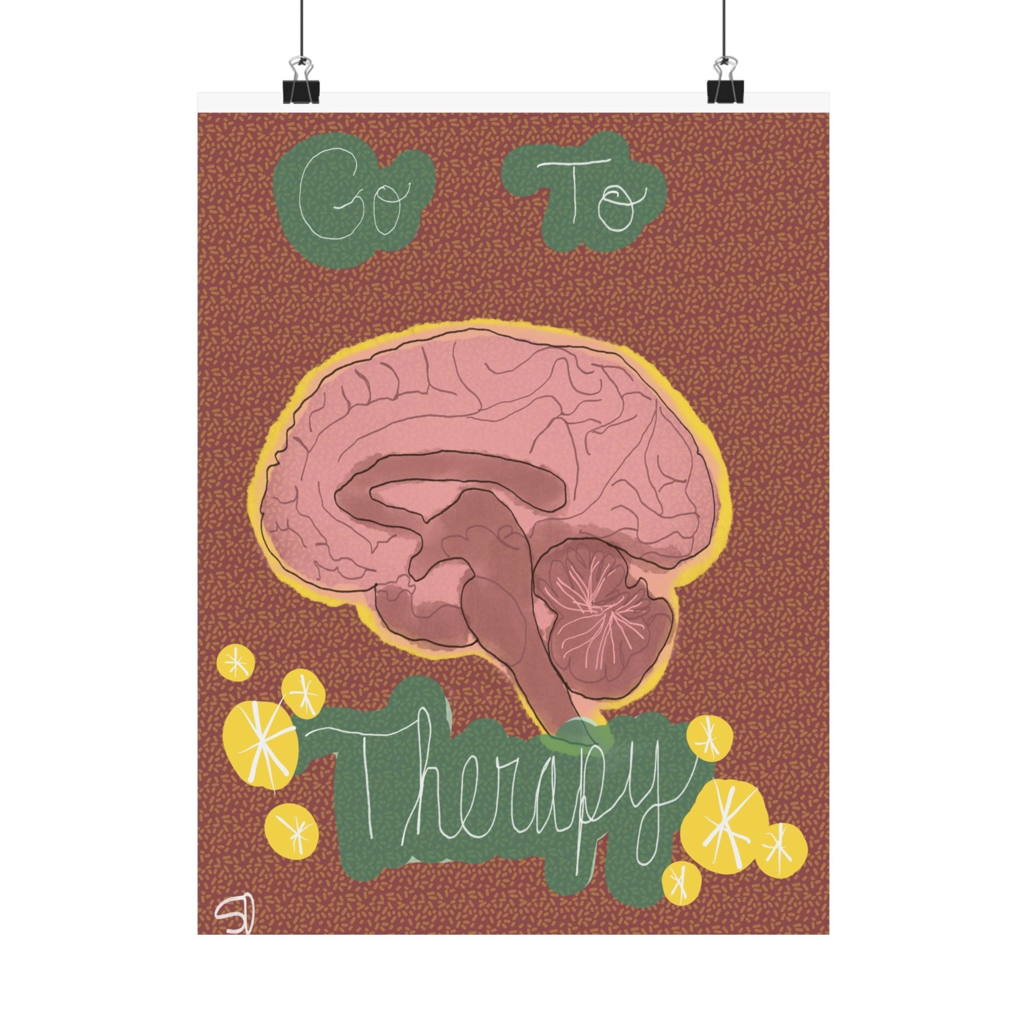 Matte Poster — "Go To Therapy" Brain Art