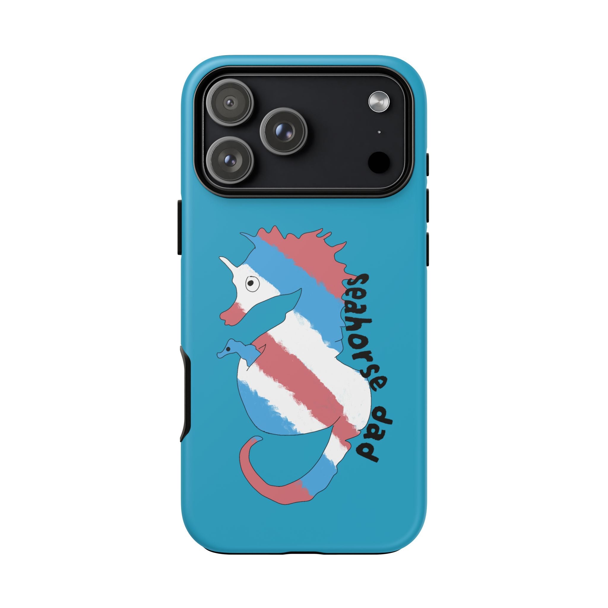 Seahorse Dad Phone Case — Blue Trans Pride Seahorse Protective Cover