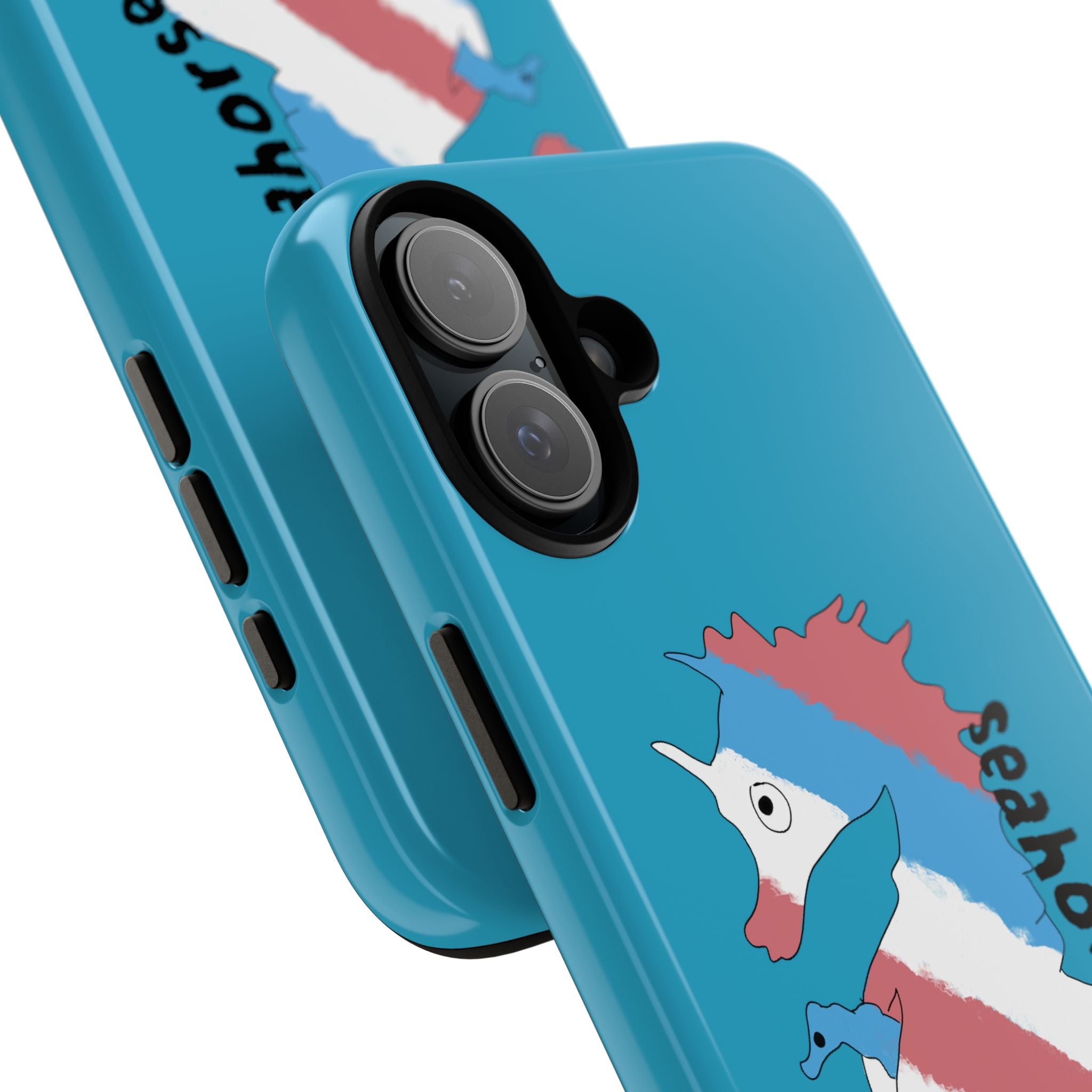 Seahorse Dad Phone Case — Blue Trans Pride Seahorse Protective Cover