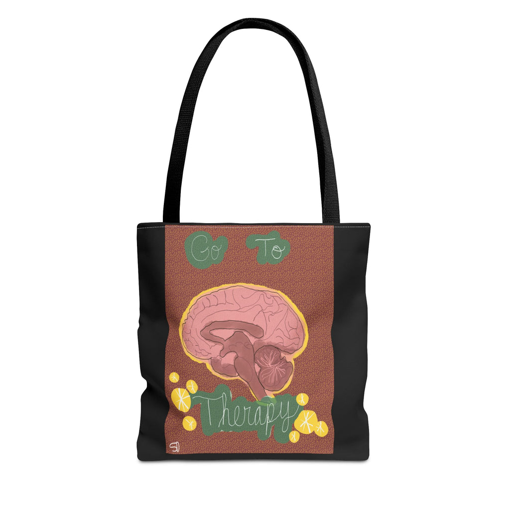Brain Therapy Tote Bag — 'Go To Therapy' Mental Health Awareness Tote