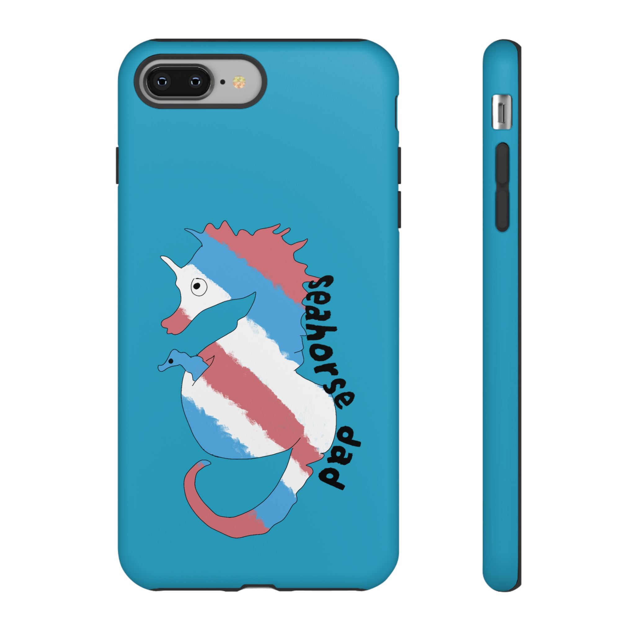 Seahorse Dad Phone Case — Blue Trans Pride Seahorse Protective Cover