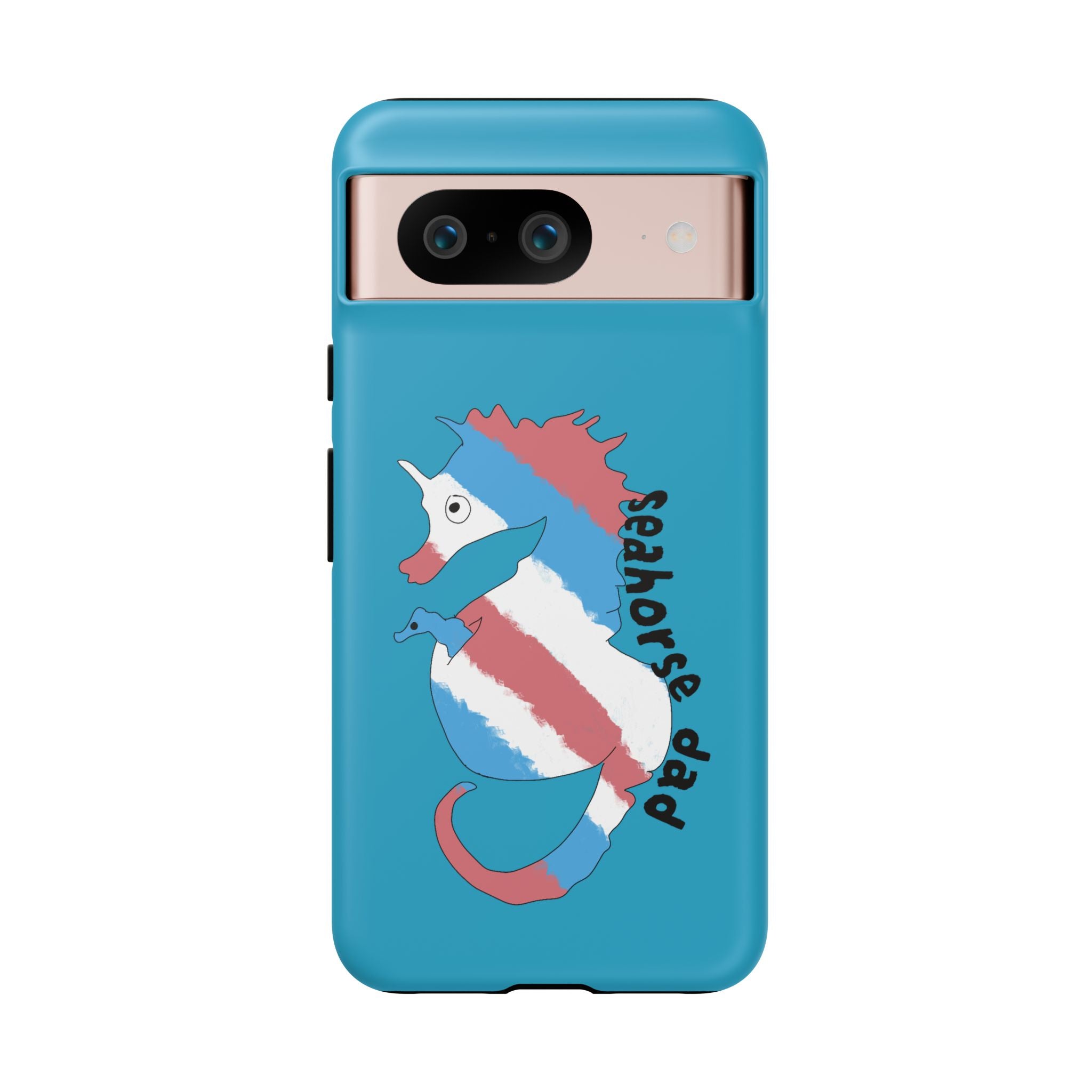 Seahorse Dad Phone Case — Blue Trans Pride Seahorse Protective Cover