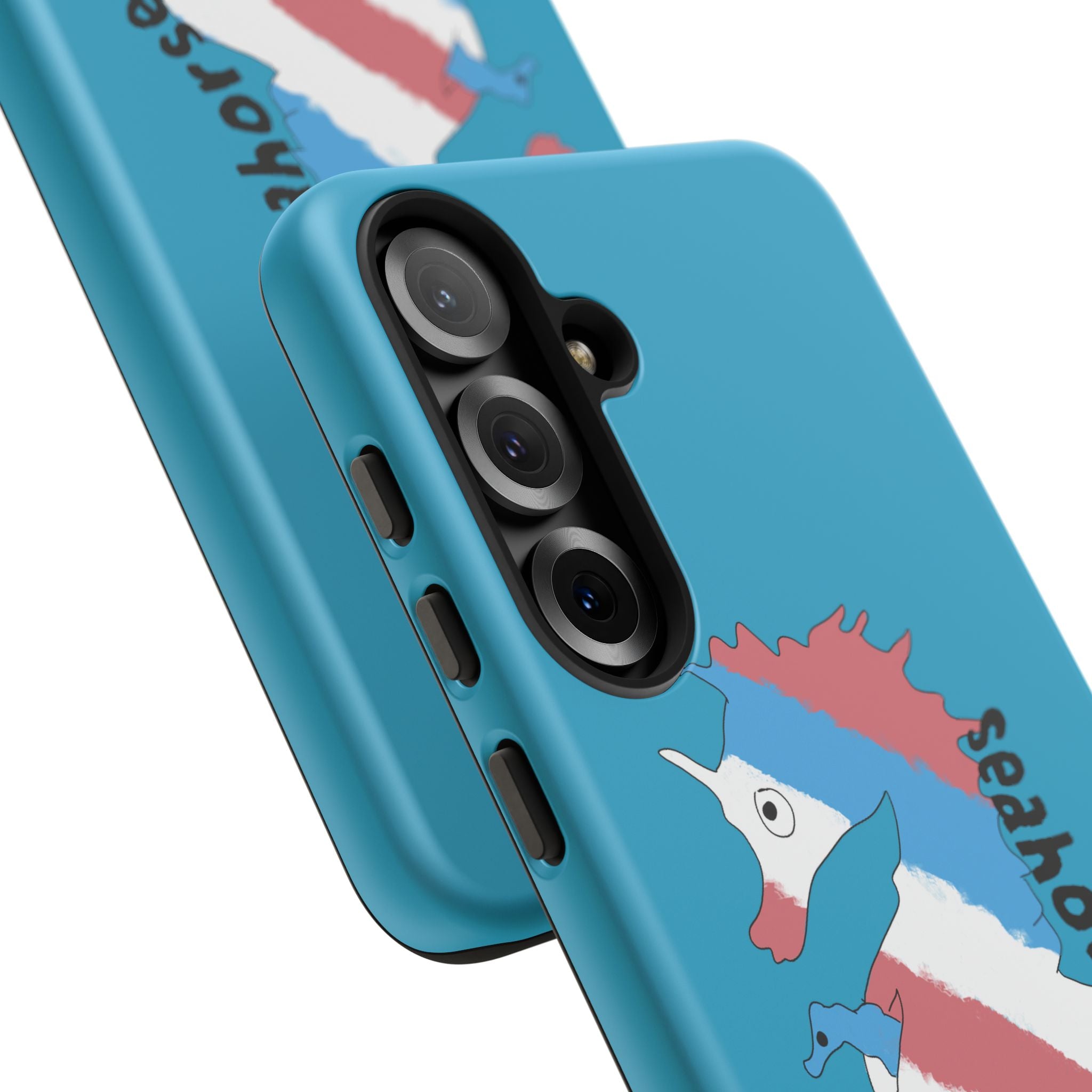 Seahorse Dad Phone Case — Blue Trans Pride Seahorse Protective Cover