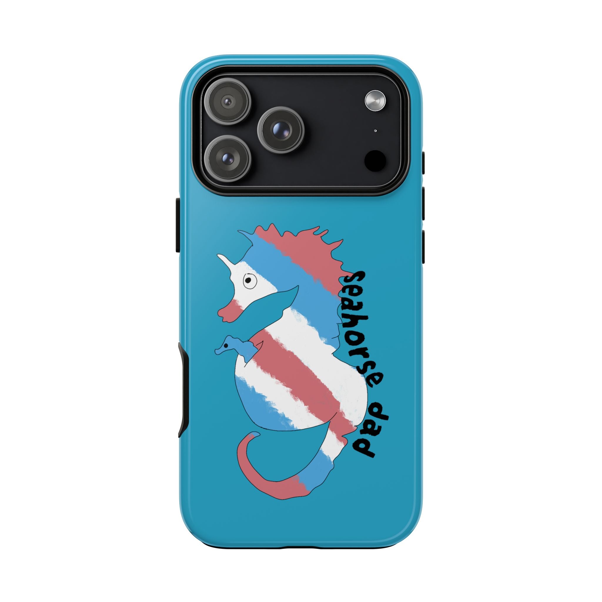 Seahorse Dad Phone Case — Blue Trans Pride Seahorse Protective Cover