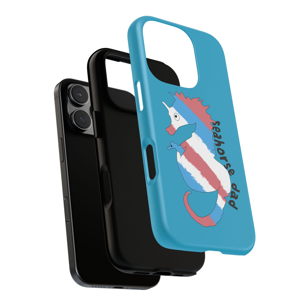 Seahorse Dad Phone Case — Blue Trans Pride Seahorse Protective Cover