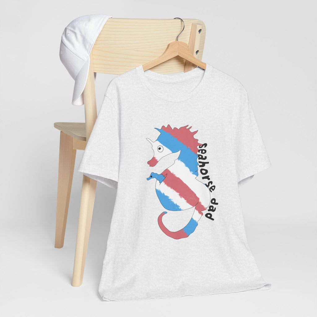 Seahorse Dad T‑Shirt —trans pride Seahorse Father's Day Tee