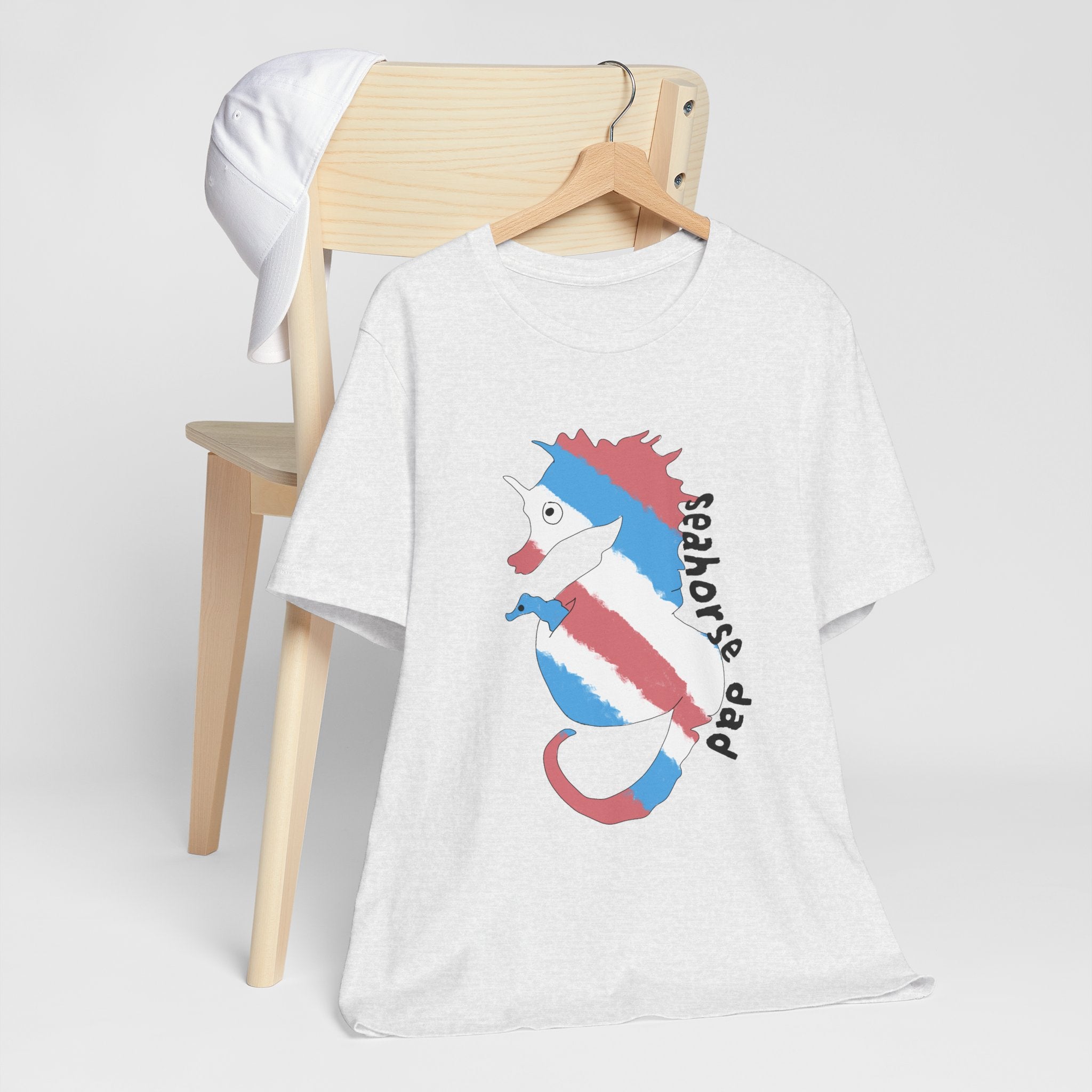 Seahorse Dad T‑Shirt —trans pride Seahorse Father's Day Tee