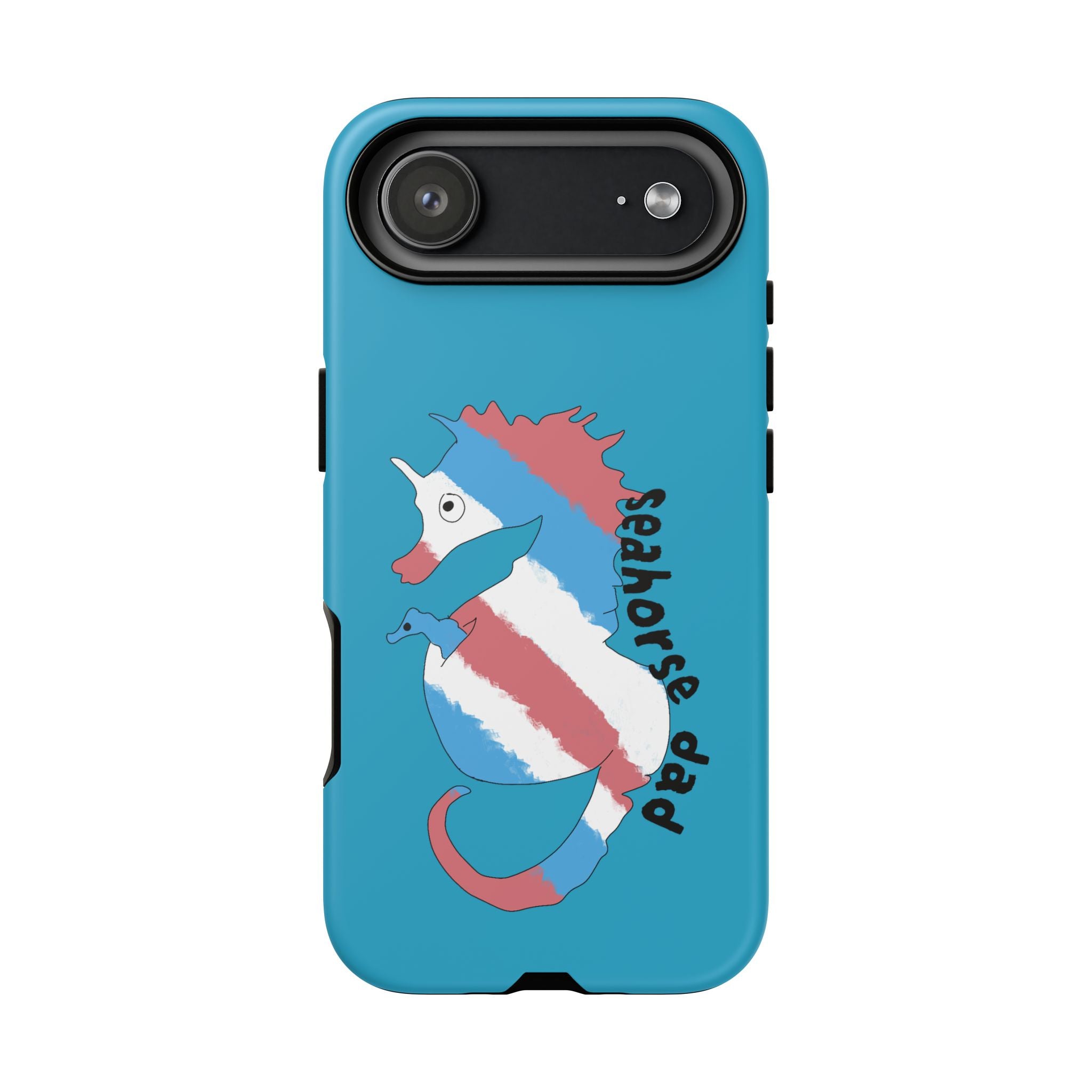 Seahorse Dad Phone Case — Blue Trans Pride Seahorse Protective Cover