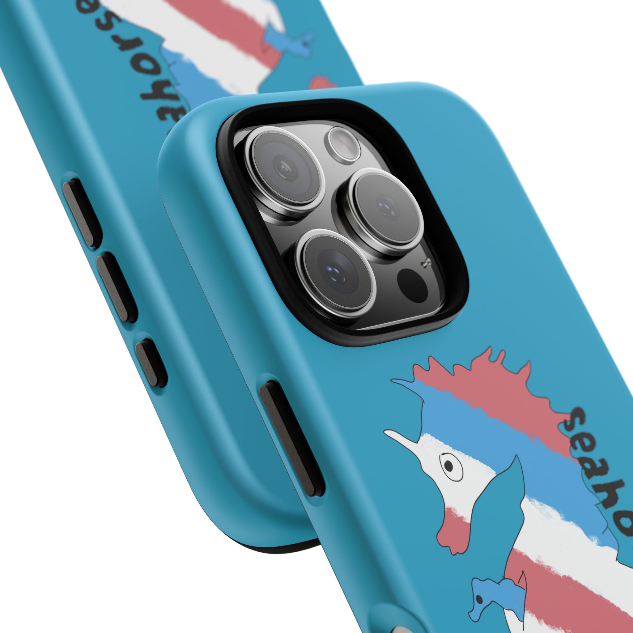 Seahorse Dad Phone Case — Blue Trans Pride Seahorse Protective Cover