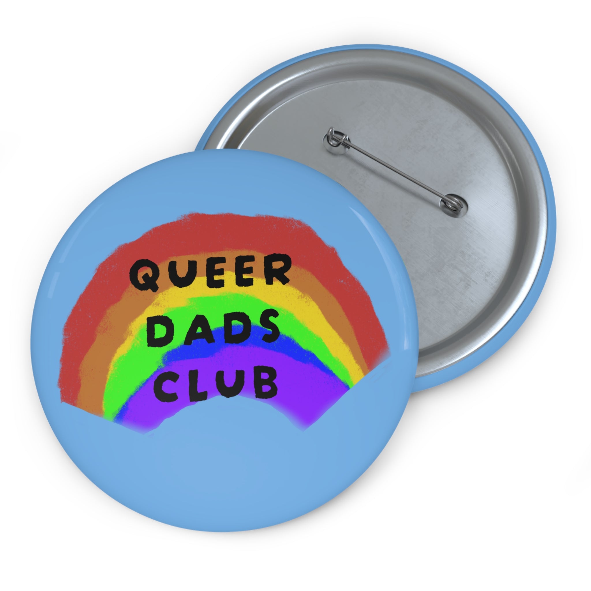 Queer Dads Club Pin Button — Rainbow Pride LGBTQ+ Badge