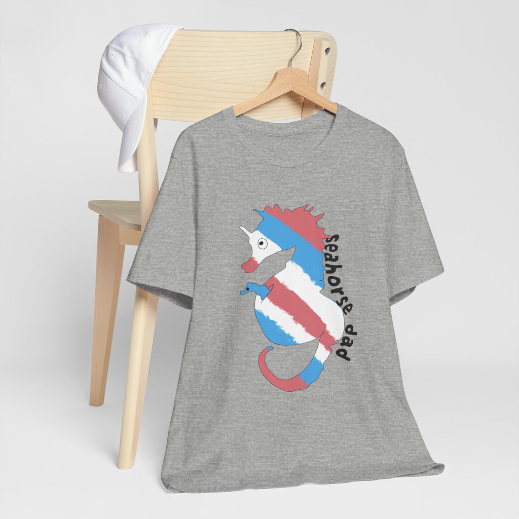 Seahorse Dad T‑Shirt —trans pride Seahorse Father's Day Tee