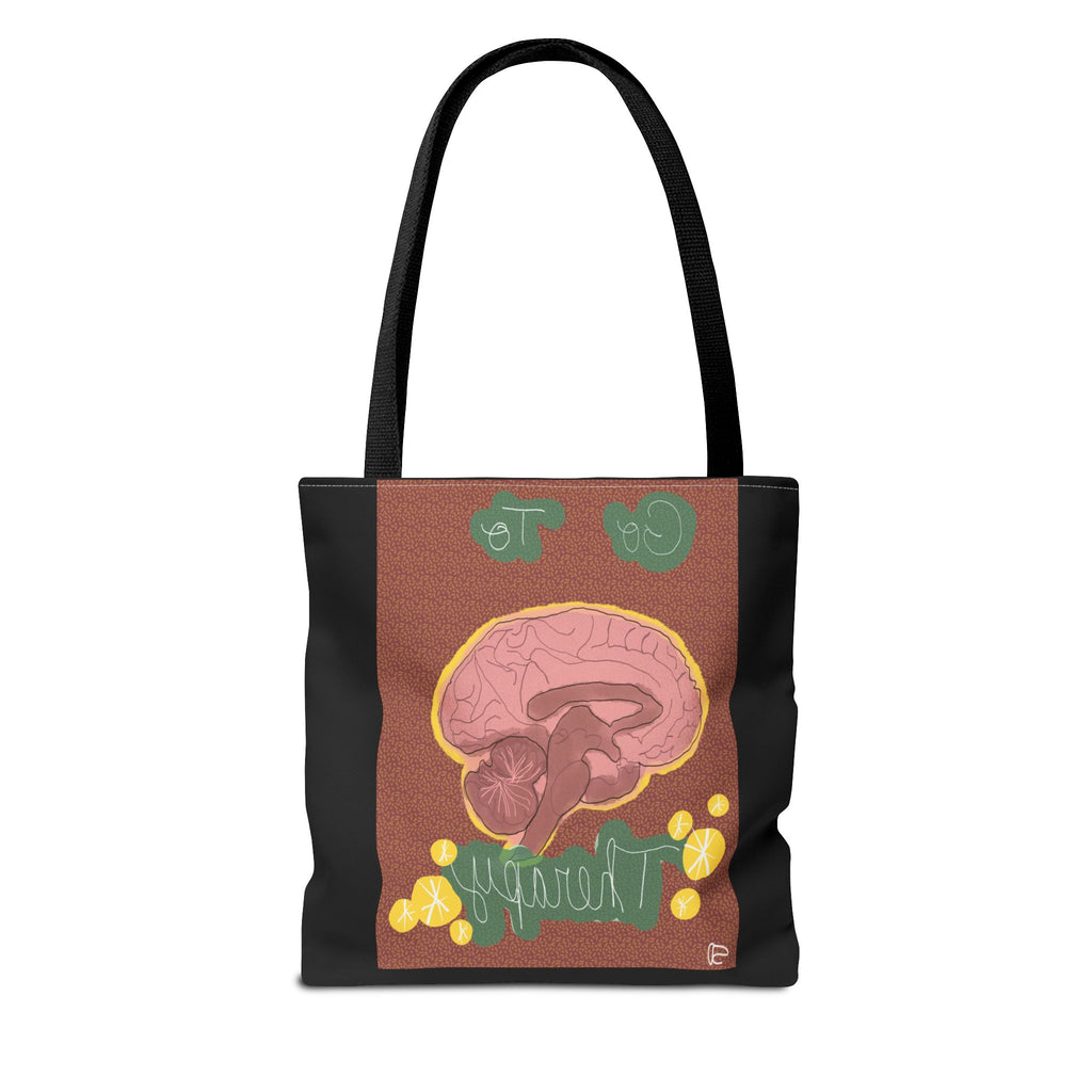 Brain Therapy Tote Bag — 'Go To Therapy' Mental Health Awareness Tote