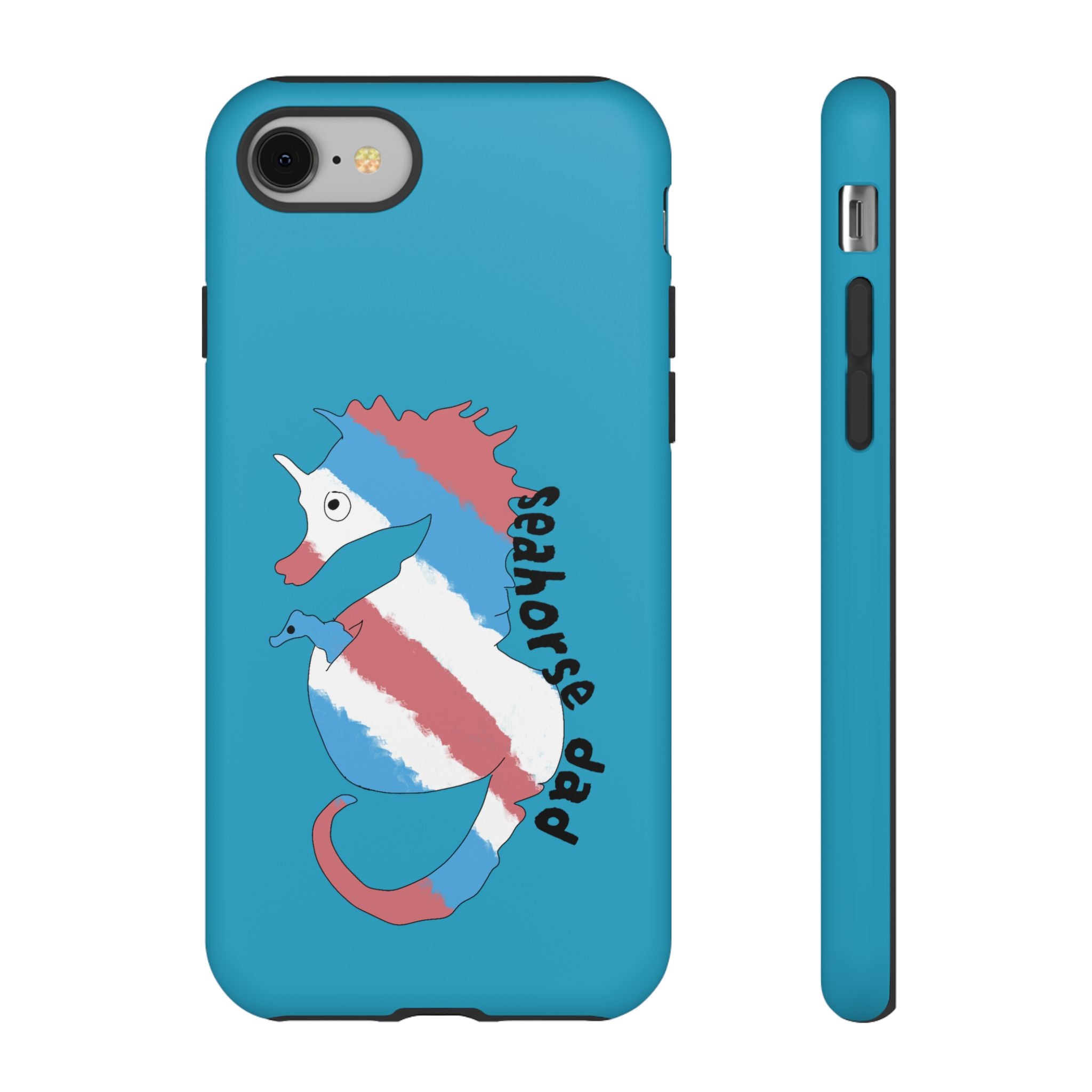 Seahorse Dad Phone Case — Blue Trans Pride Seahorse Protective Cover