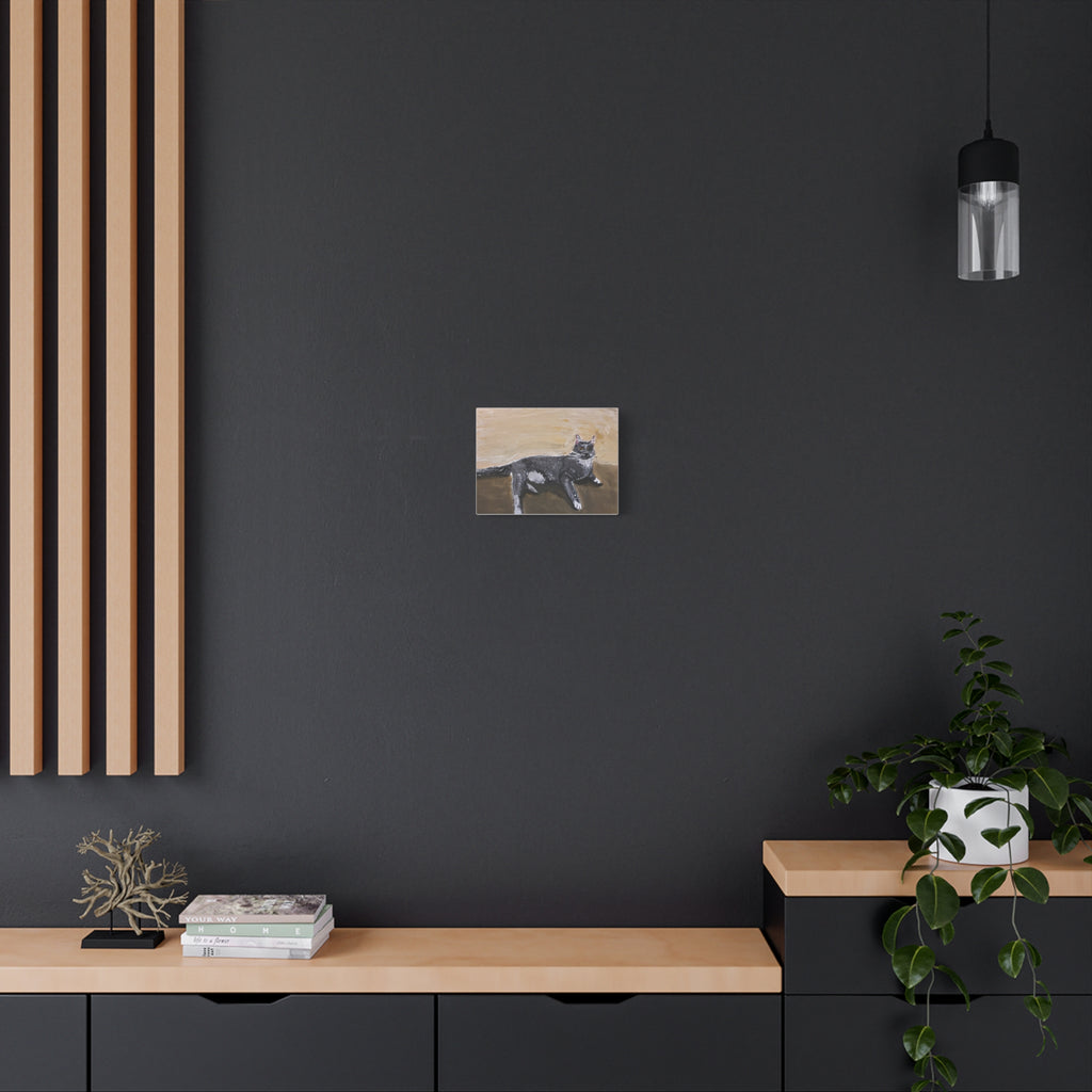 Grey Cat Painting Canvas Print — Matte Stretched Wall Art