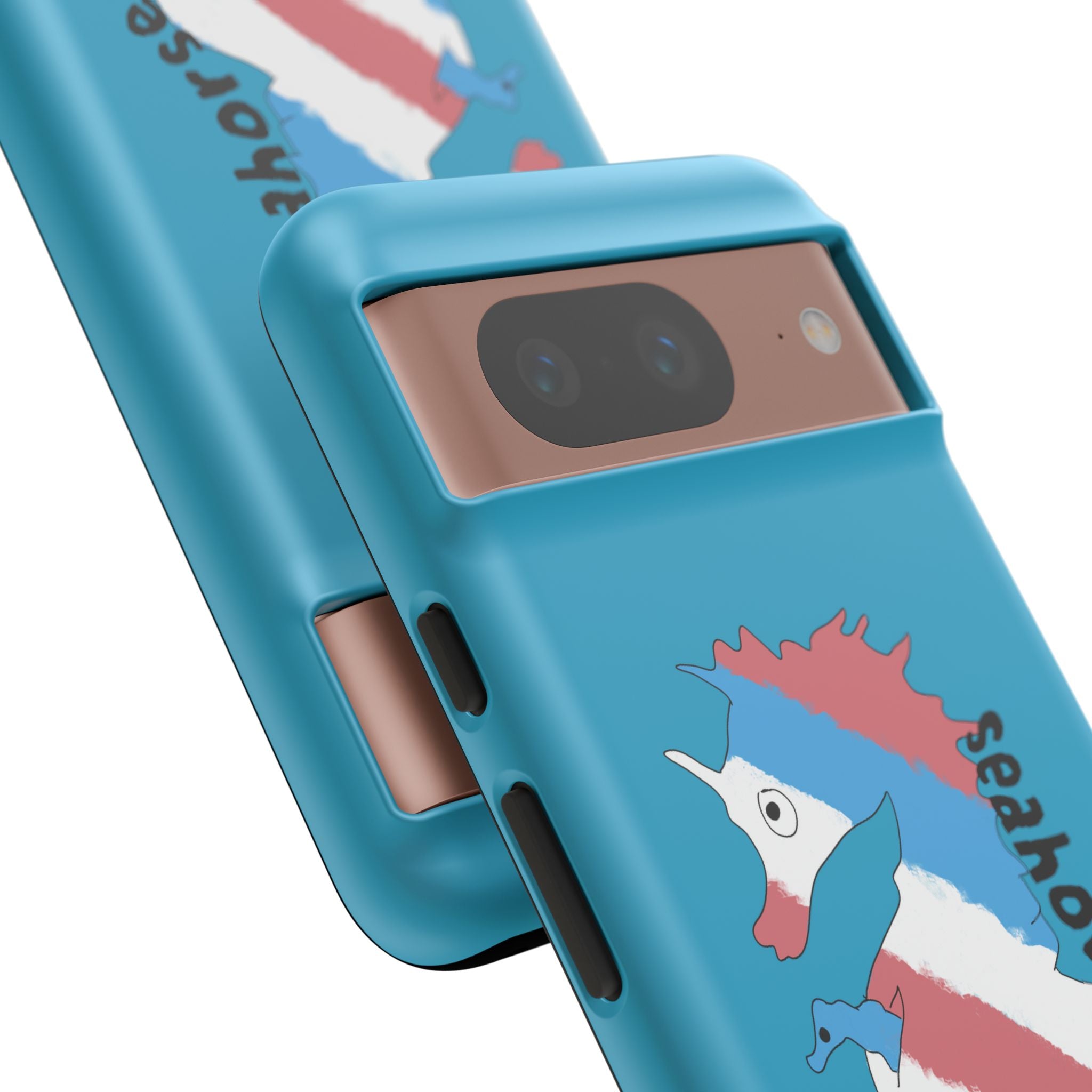 Seahorse Dad Phone Case — Blue Trans Pride Seahorse Protective Cover