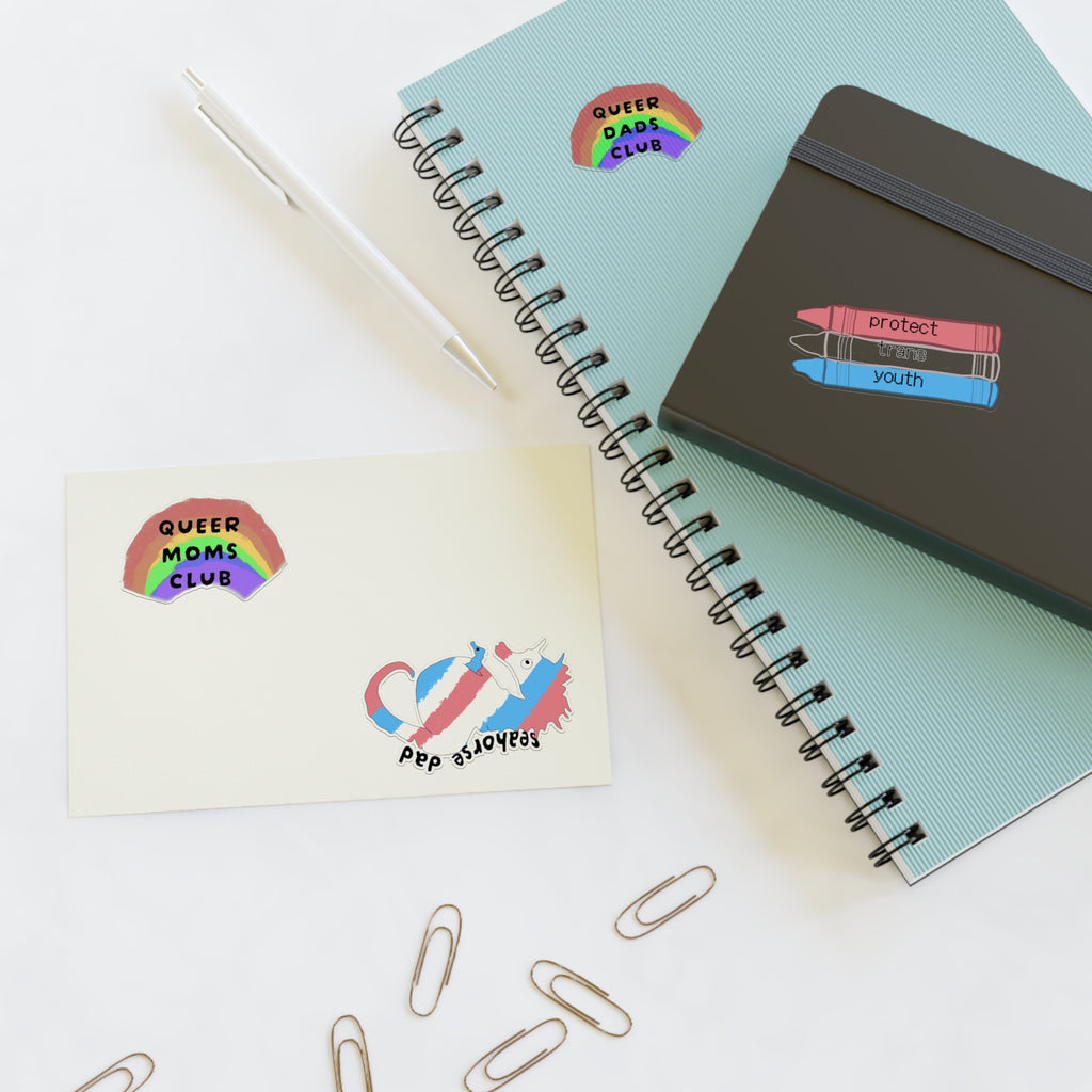 Trans Pride Sticker Sheet — Queer Moms & Dads Club, Protect Trans Youth Pack