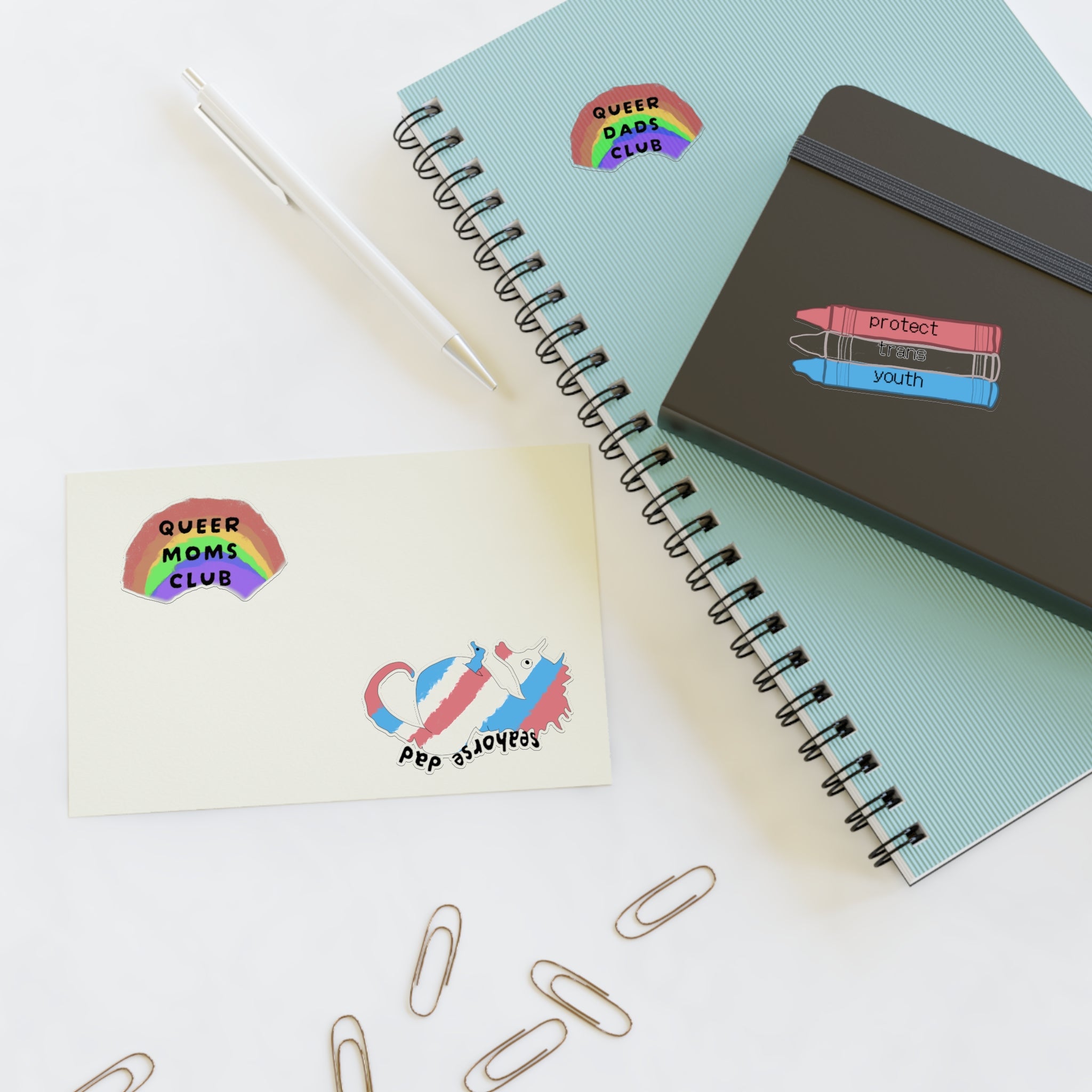 Trans Pride Sticker Sheet — Queer Moms & Dads Club, Protect Trans Youth Pack