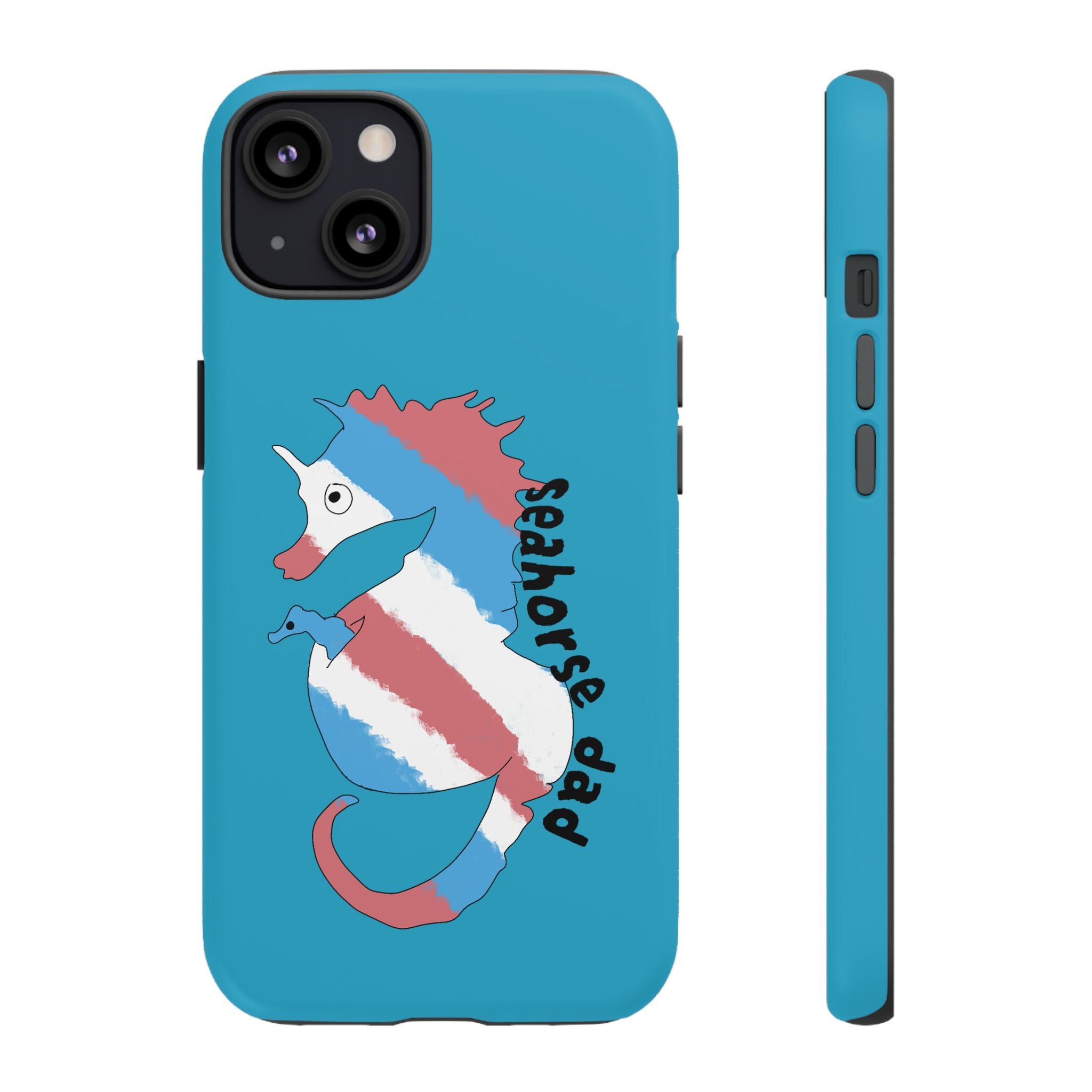 Seahorse Dad Phone Case — Blue Trans Pride Seahorse Protective Cover