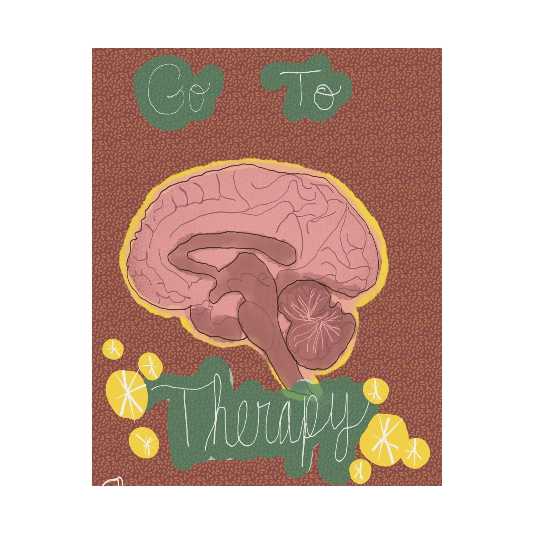 Matte Poster — "Go To Therapy" Brain Art