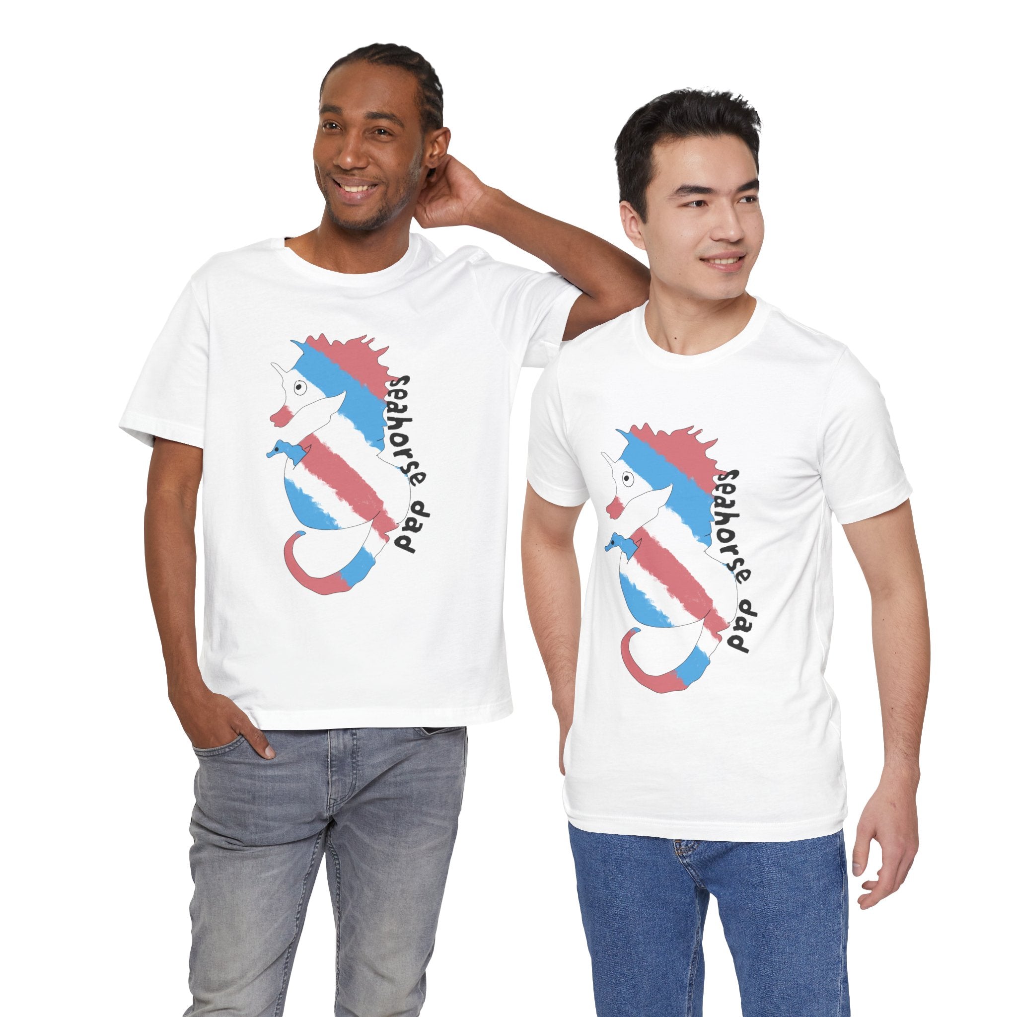Seahorse Dad T‑Shirt —trans pride Seahorse Father's Day Tee