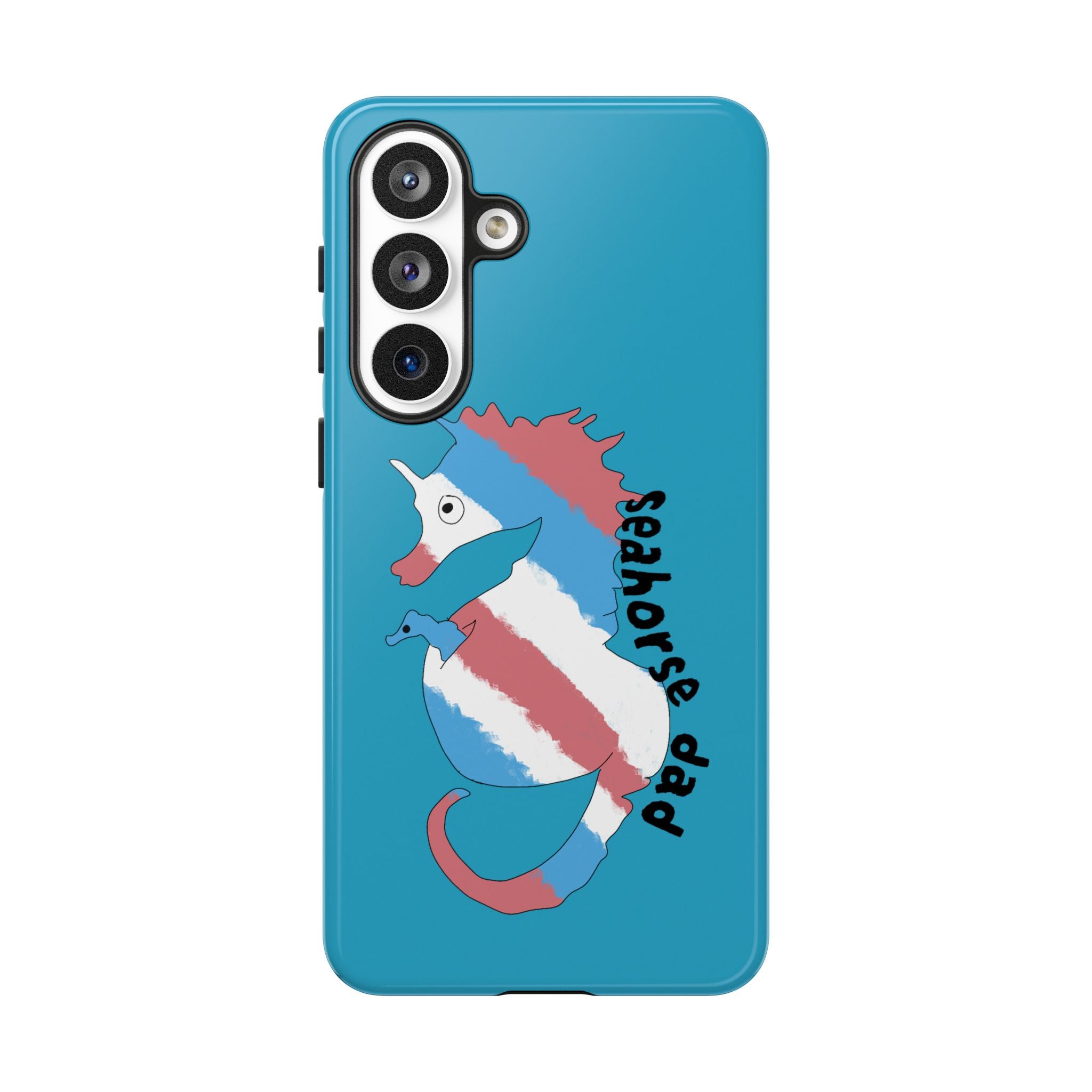 Seahorse Dad Phone Case — Blue Trans Pride Seahorse Protective Cover
