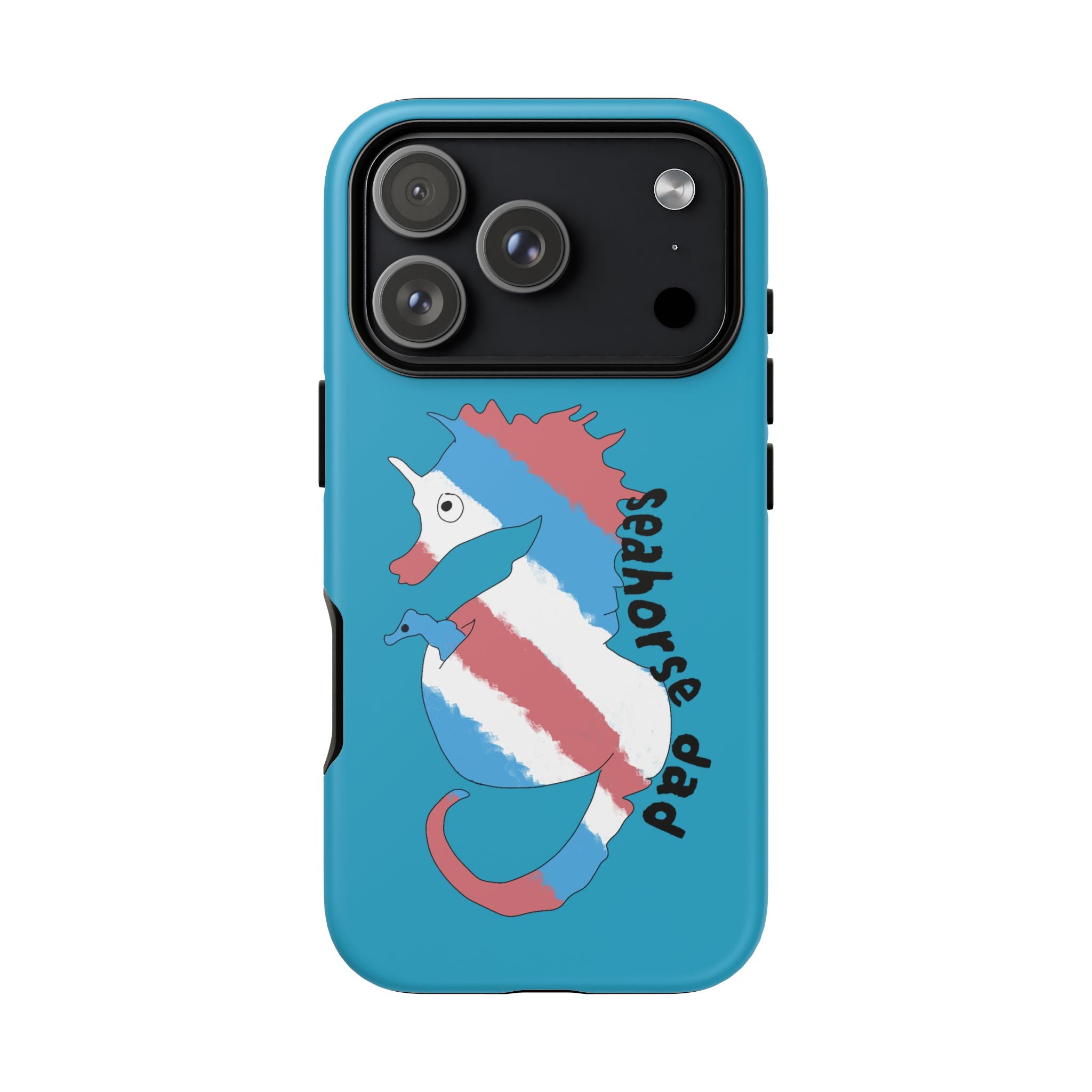 Seahorse Dad Phone Case — Blue Trans Pride Seahorse Protective Cover