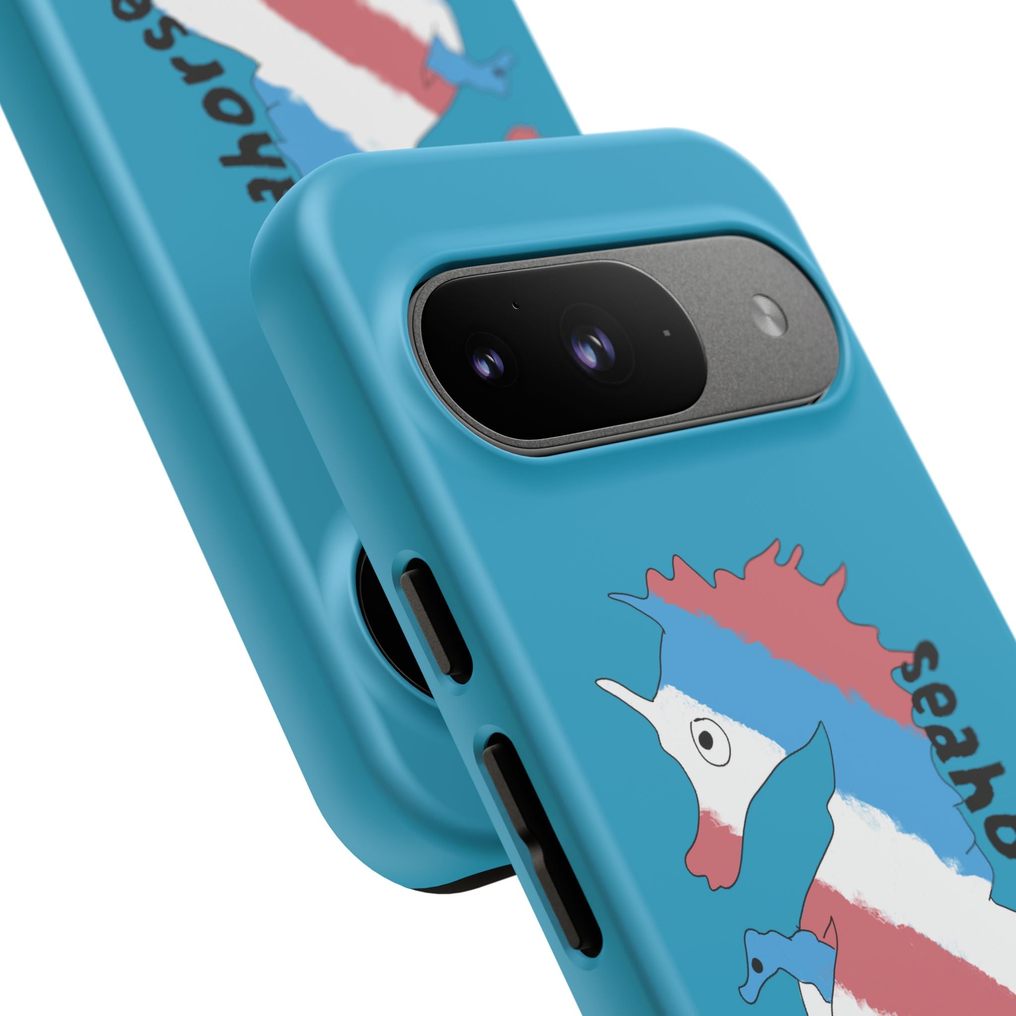 Seahorse Dad Phone Case — Blue Trans Pride Seahorse Protective Cover