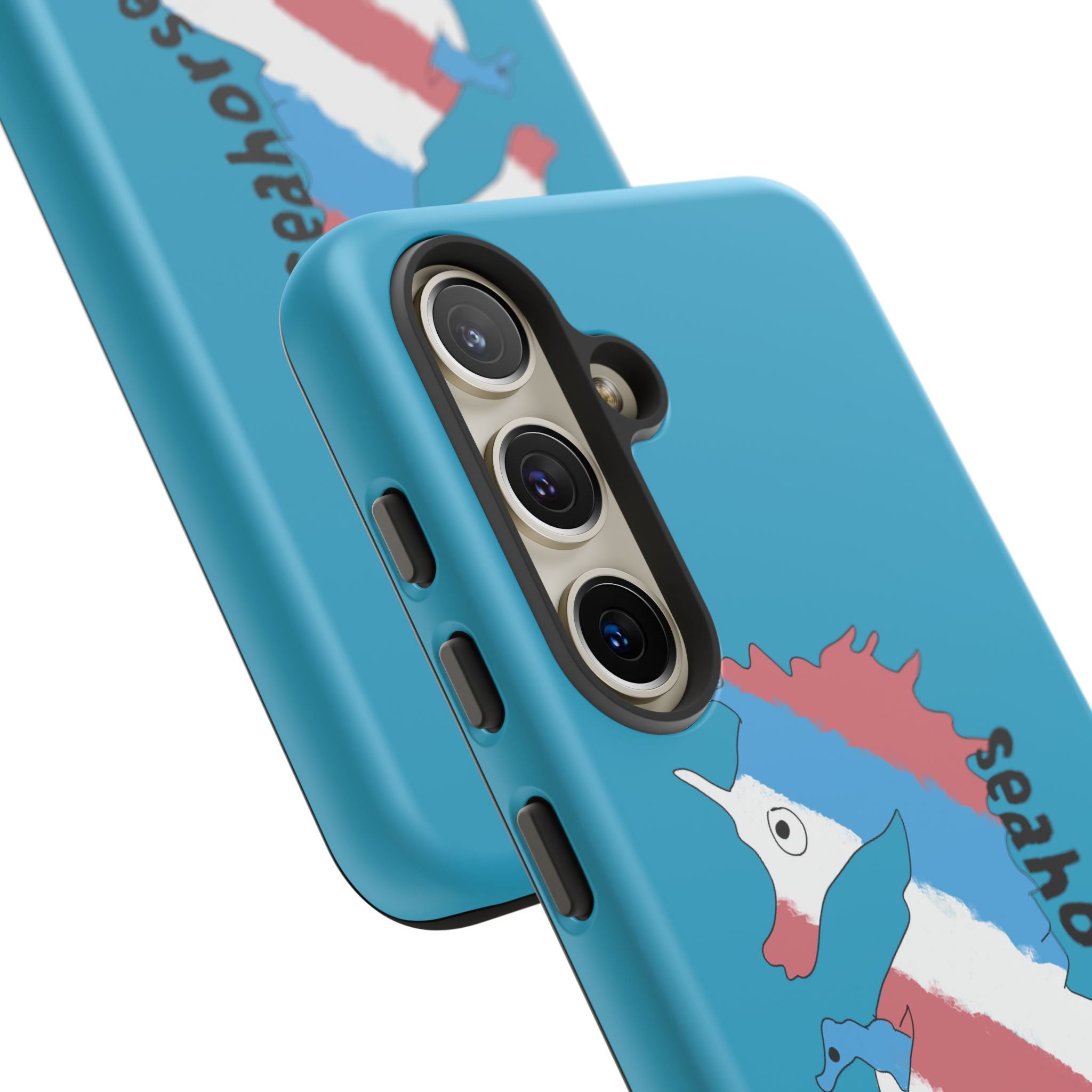 Seahorse Dad Phone Case — Blue Trans Pride Seahorse Protective Cover