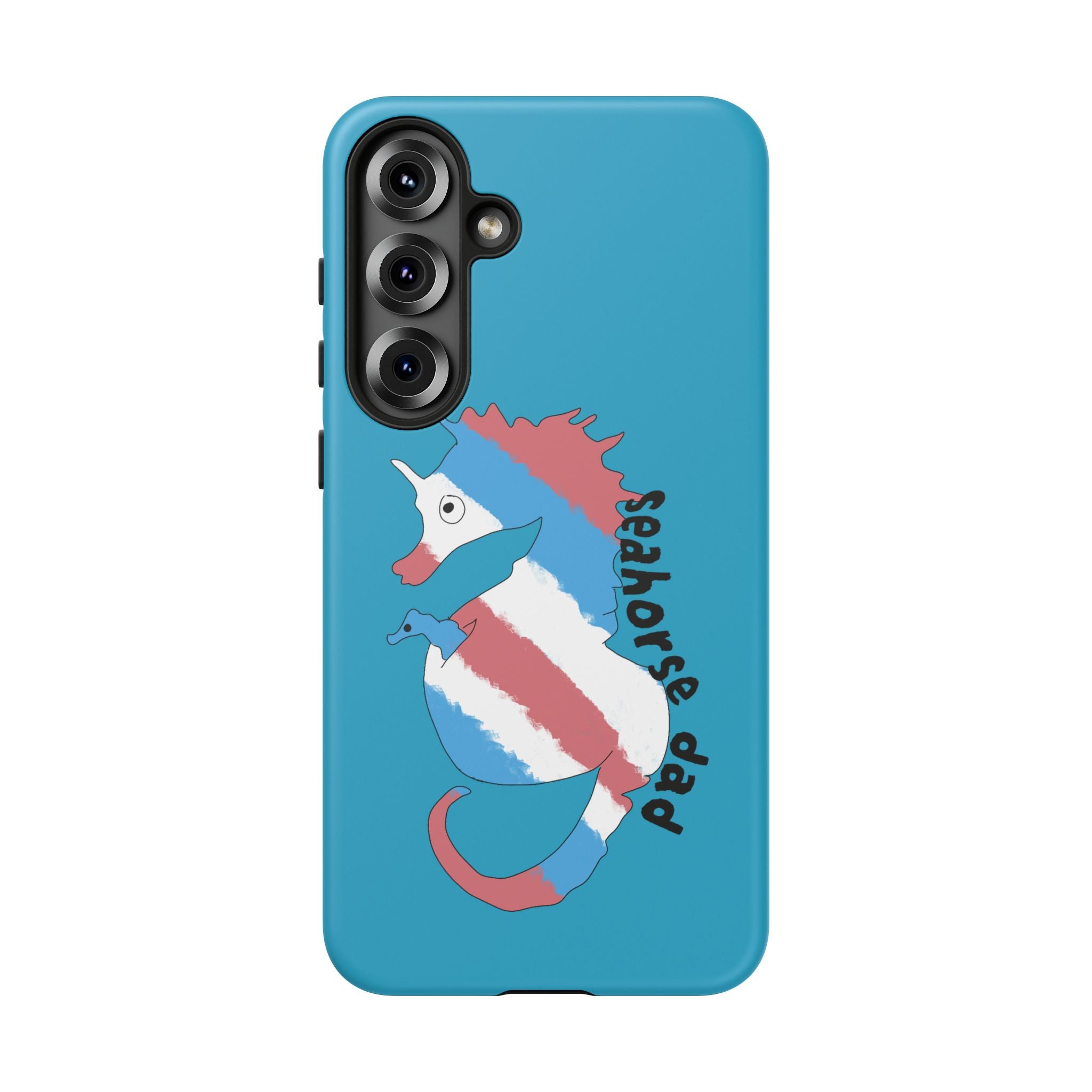 Seahorse Dad Phone Case — Blue Trans Pride Seahorse Protective Cover