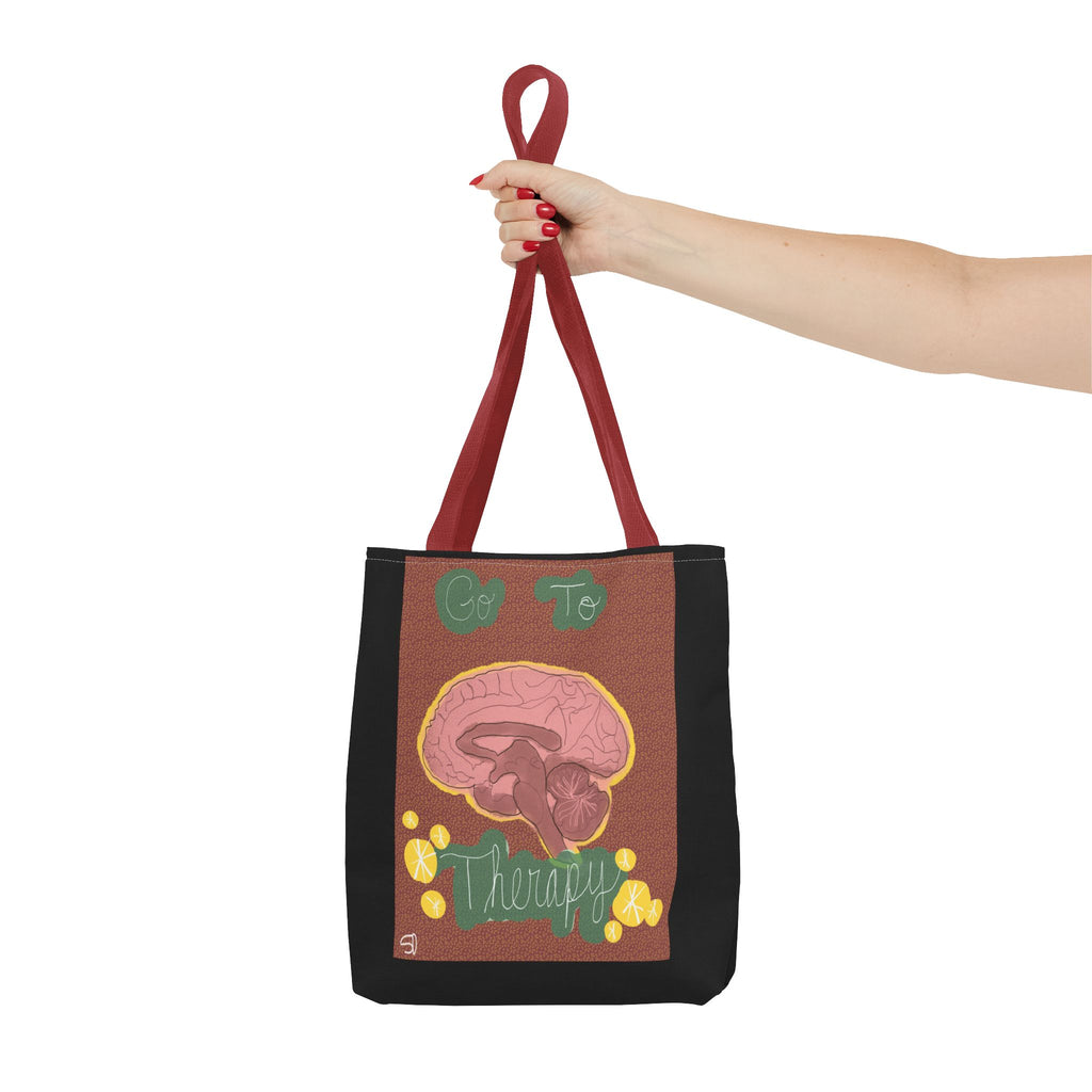 Brain Therapy Tote Bag — 'Go To Therapy' Mental Health Awareness Tote
