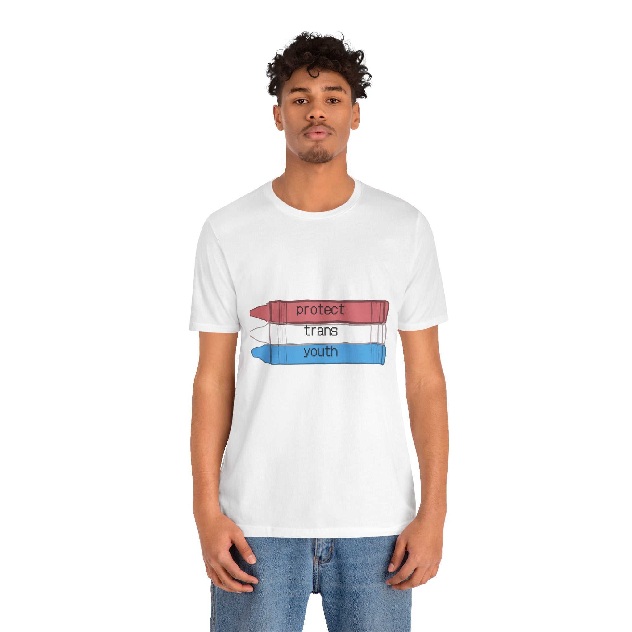 Protect Trans Youth T-Shirt — Transgender Pride Crayon Design