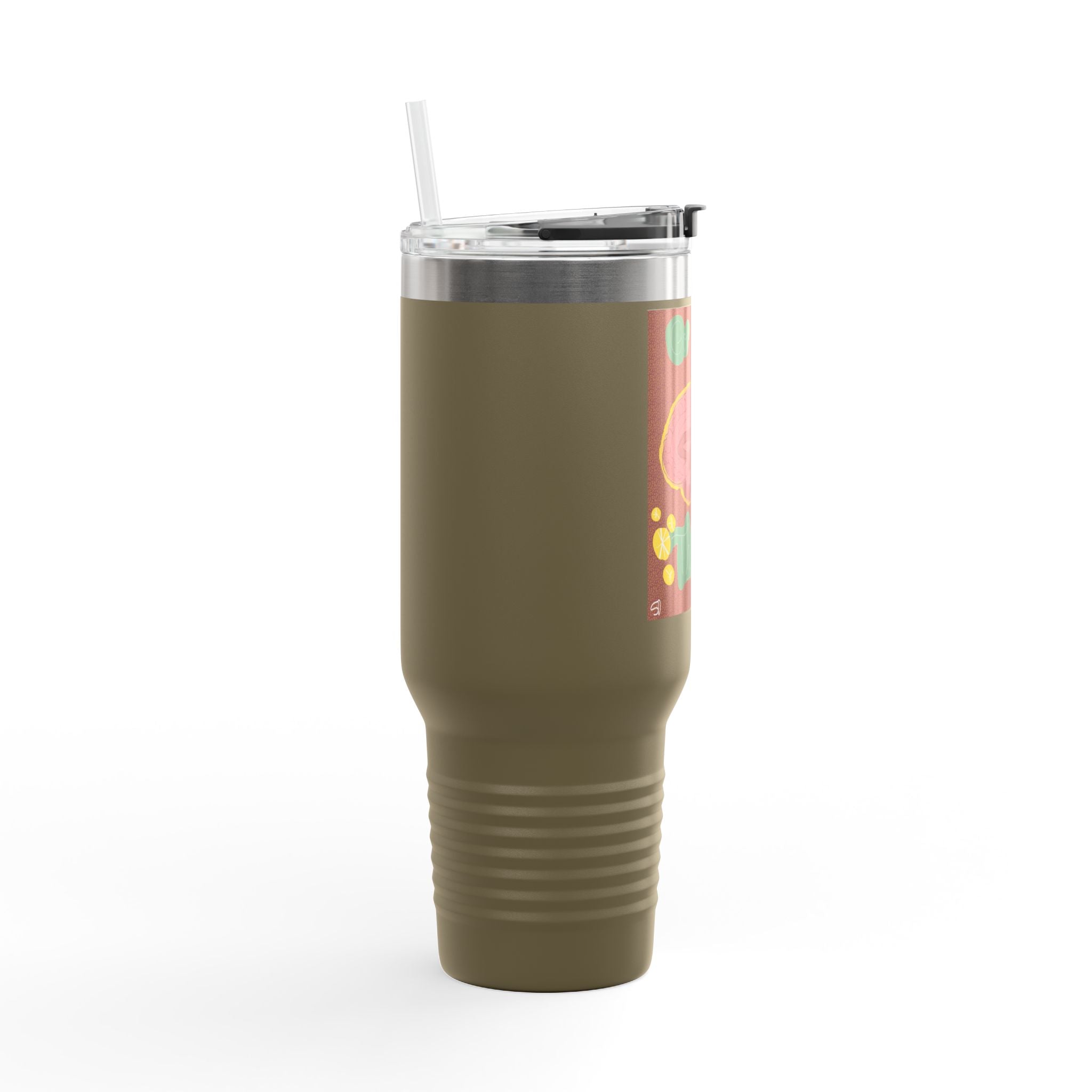 40oz Insulated Travel Mug – Brain Therapy Design, Funny Mental Health Awareness Tumbler