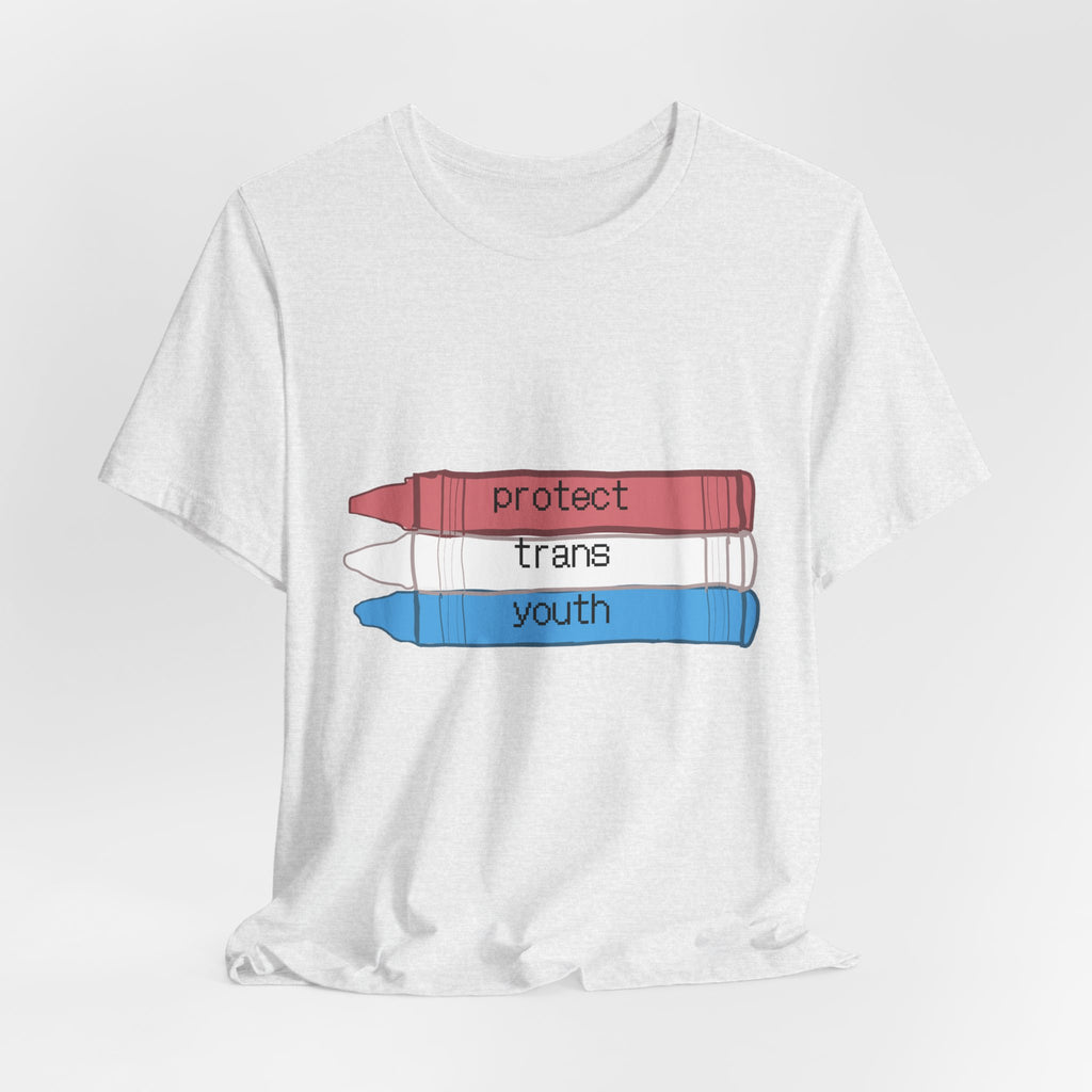 Protect Trans Youth T-Shirt — Transgender Pride Crayon Design