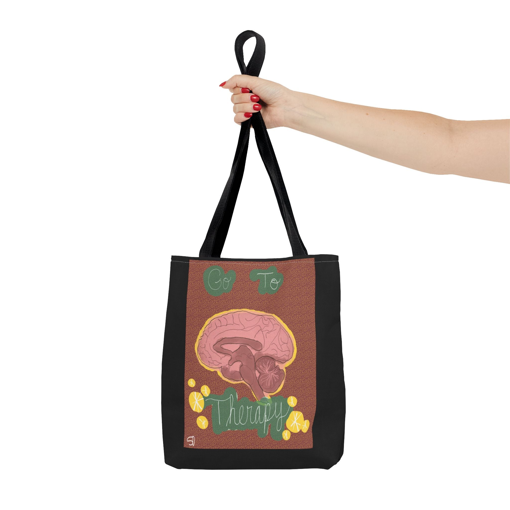 Brain Therapy Tote Bag — 'Go To Therapy' Mental Health Awareness Tote