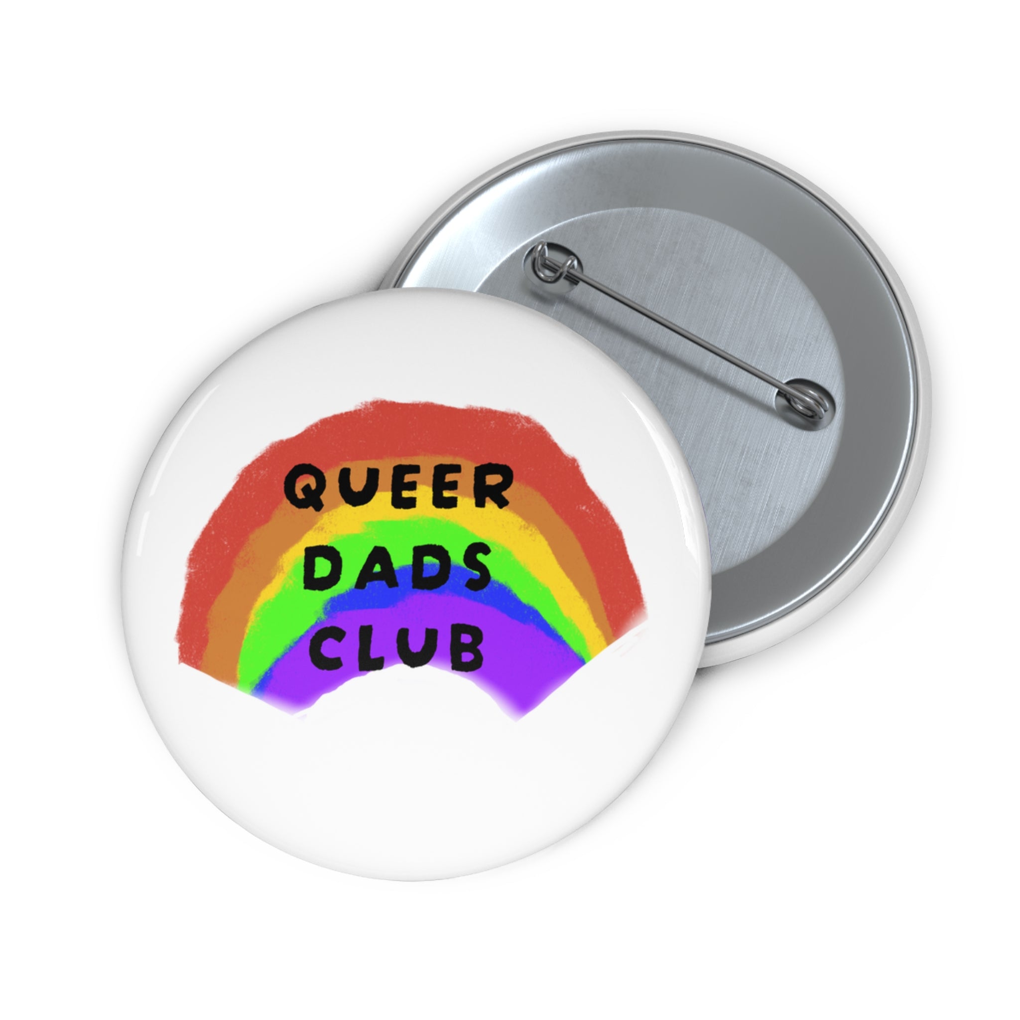 Queer Dads Club Pin Button — Rainbow Pride LGBTQ+ Badge