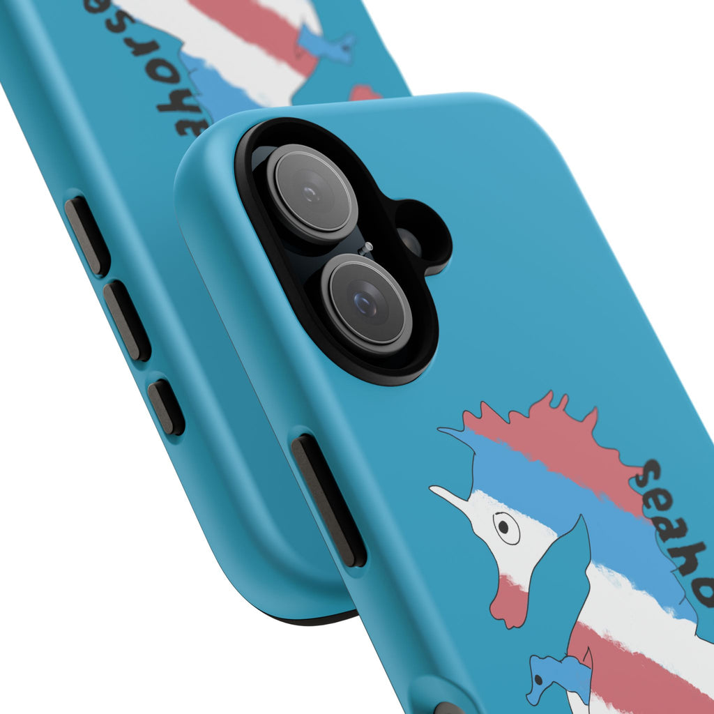 Seahorse Dad Phone Case — Blue Trans Pride Seahorse Protective Cover