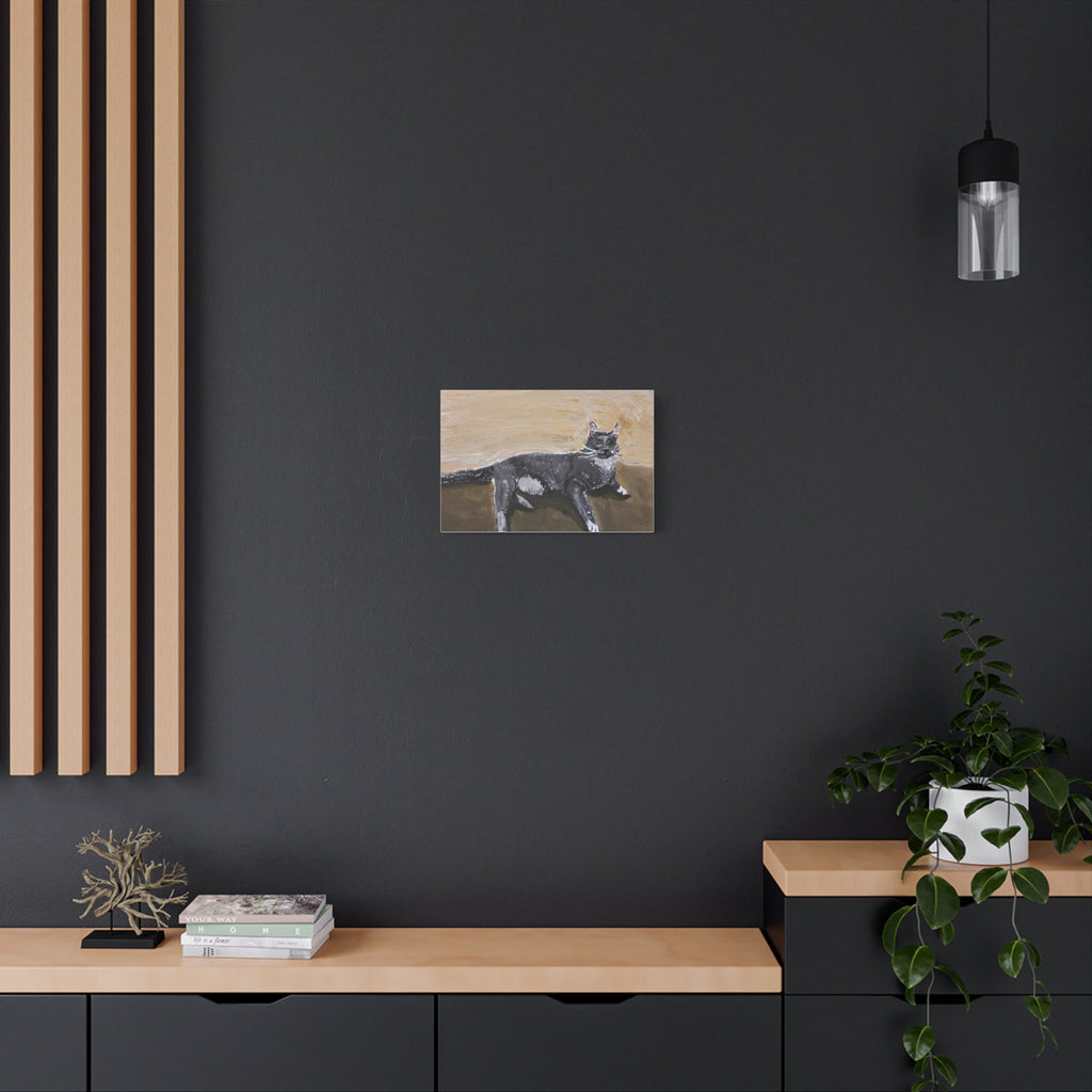 Grey Cat Painting Canvas Print — Matte Stretched Wall Art