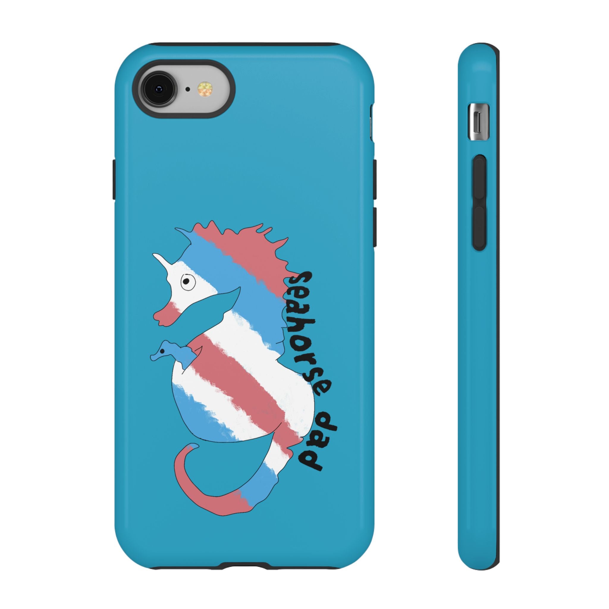 Seahorse Dad Phone Case — Blue Trans Pride Seahorse Protective Cover
