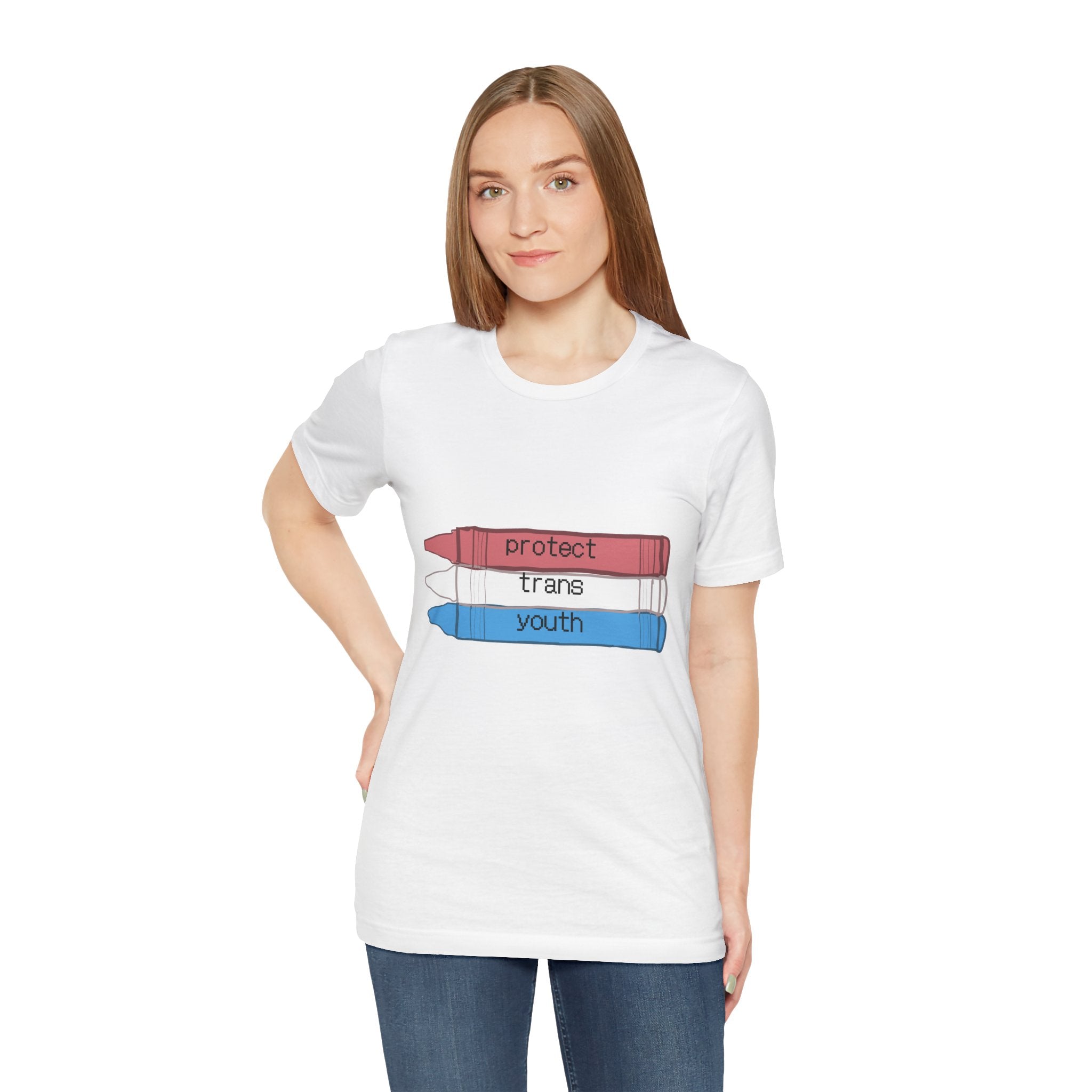 Protect Trans Youth T-Shirt — Transgender Pride Crayon Design