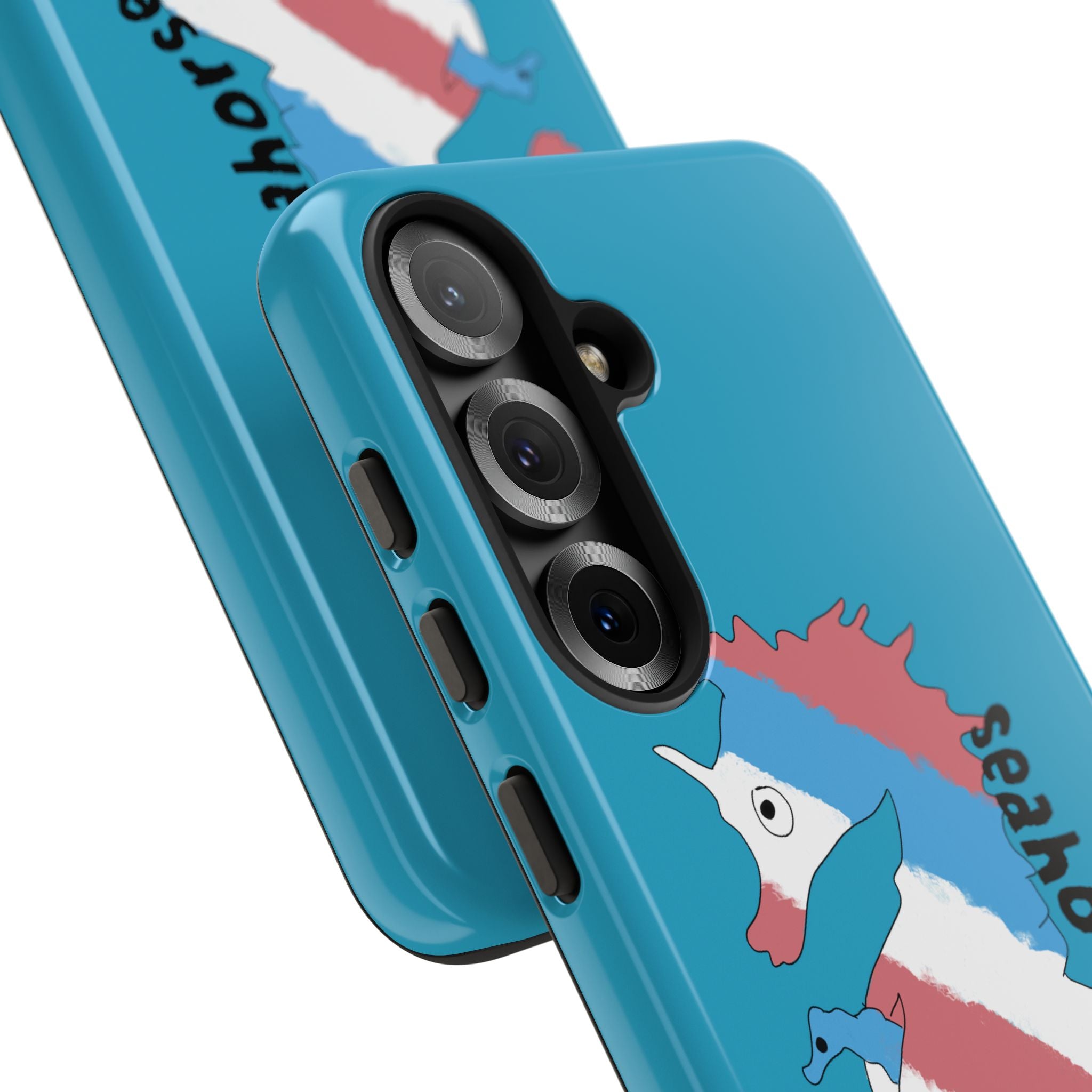 Seahorse Dad Phone Case — Blue Trans Pride Seahorse Protective Cover