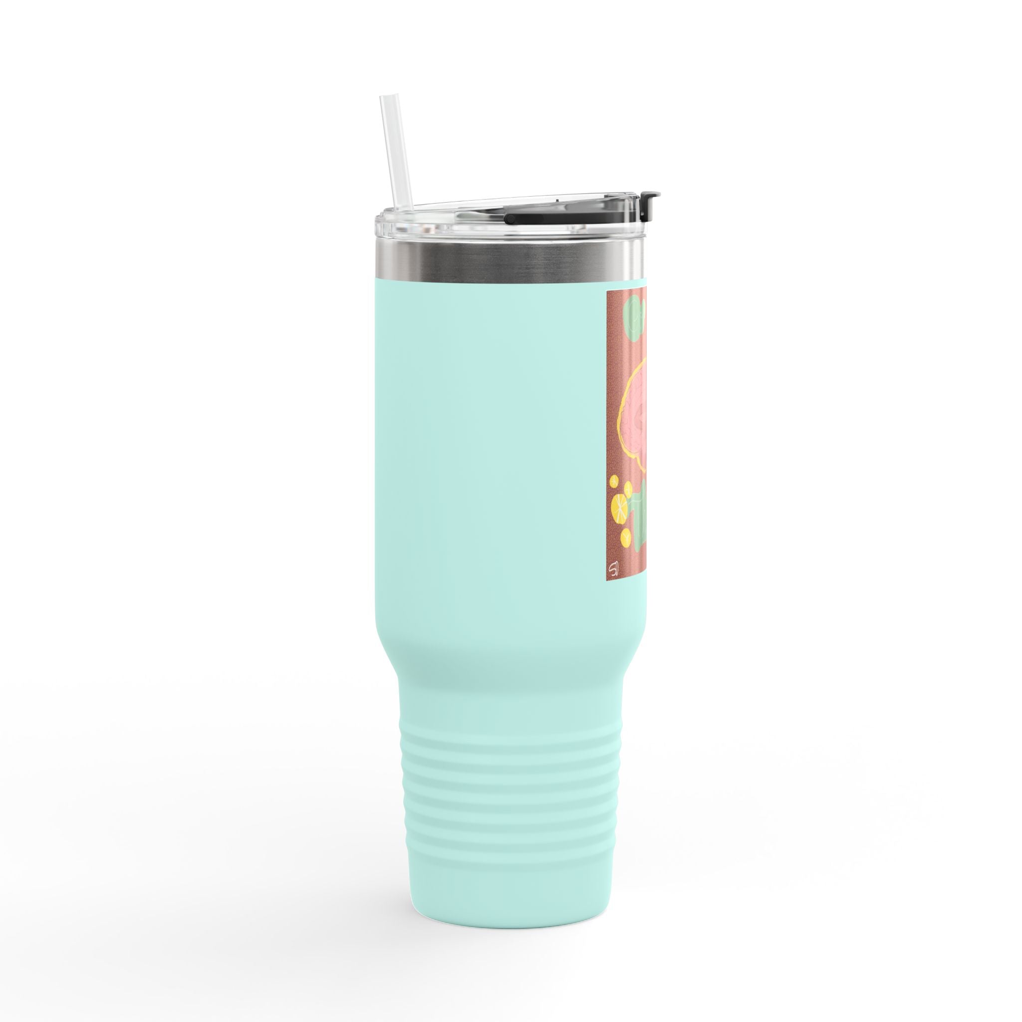 40oz Insulated Travel Mug – Brain Therapy Design, Funny Mental Health Awareness Tumbler