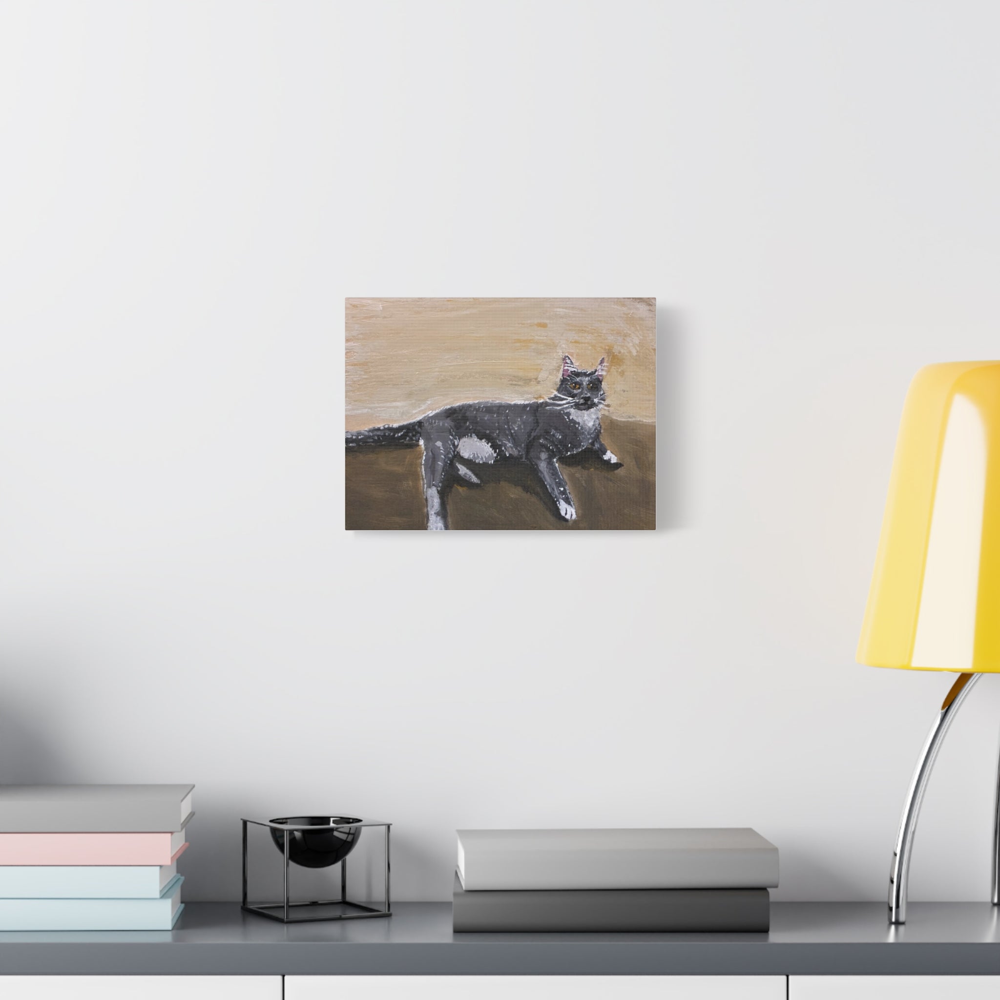 Grey Cat Painting Canvas Print — Matte Stretched Wall Art