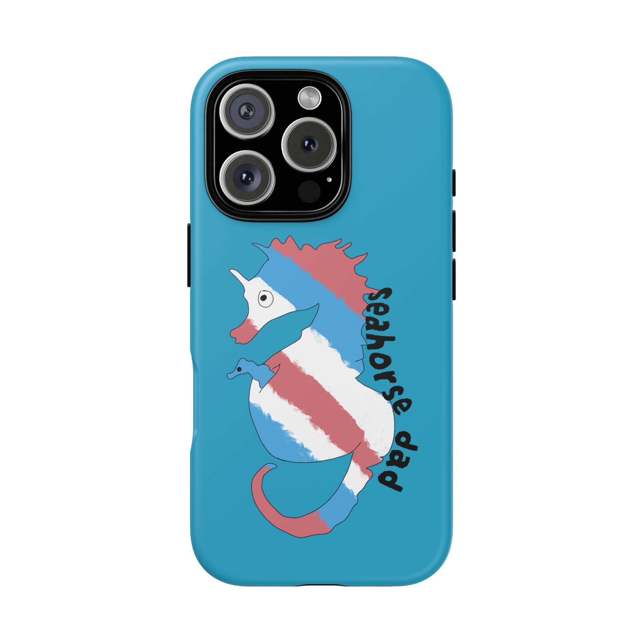 Seahorse Dad Phone Case — Blue Trans Pride Seahorse Protective Cover