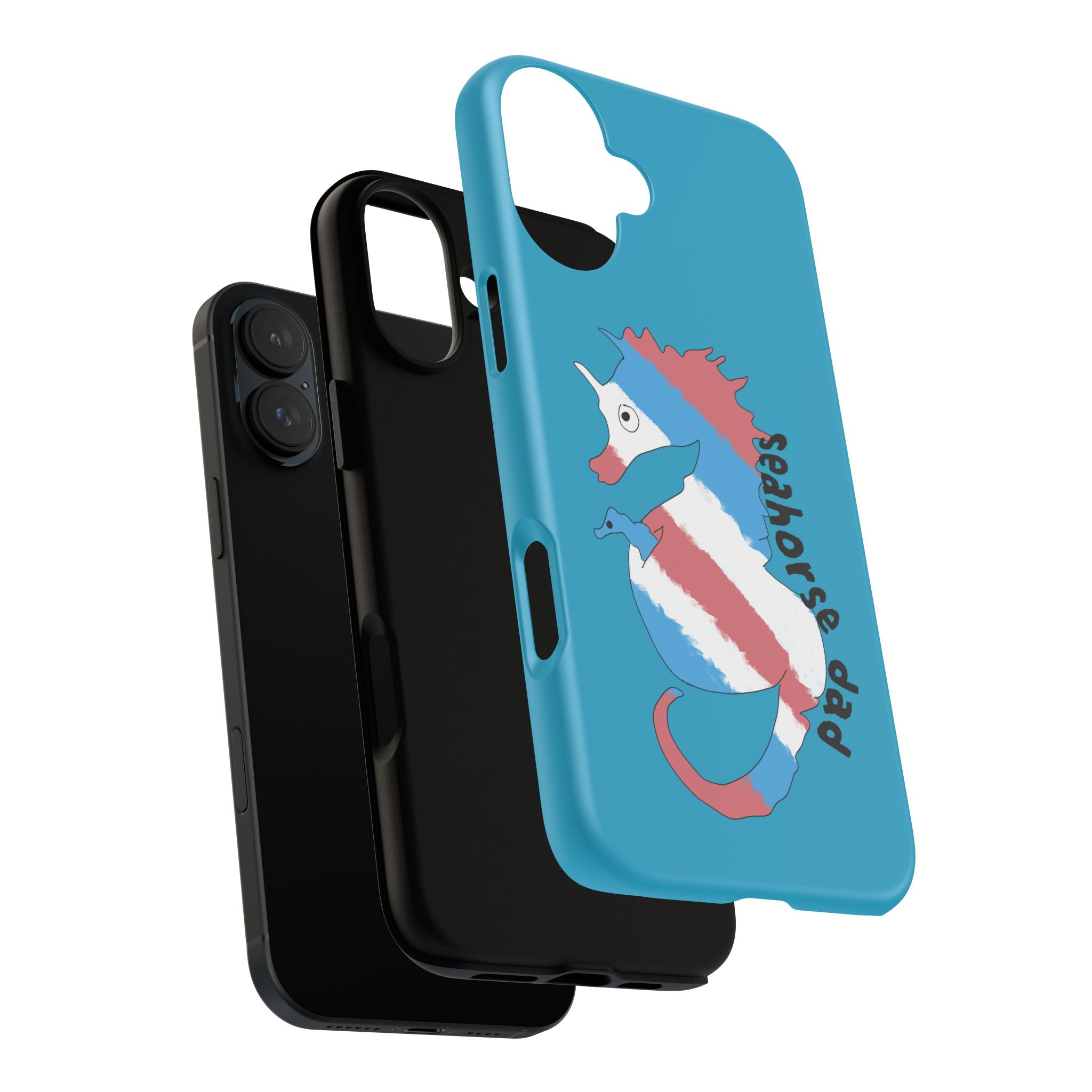 Seahorse Dad Phone Case — Blue Trans Pride Seahorse Protective Cover