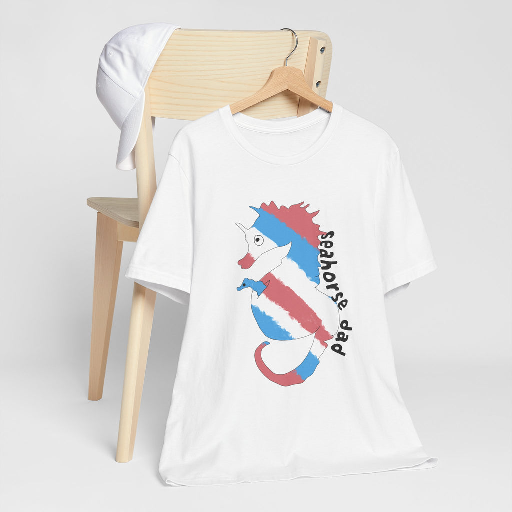 Seahorse Dad T‑Shirt —trans pride Seahorse Father's Day Tee